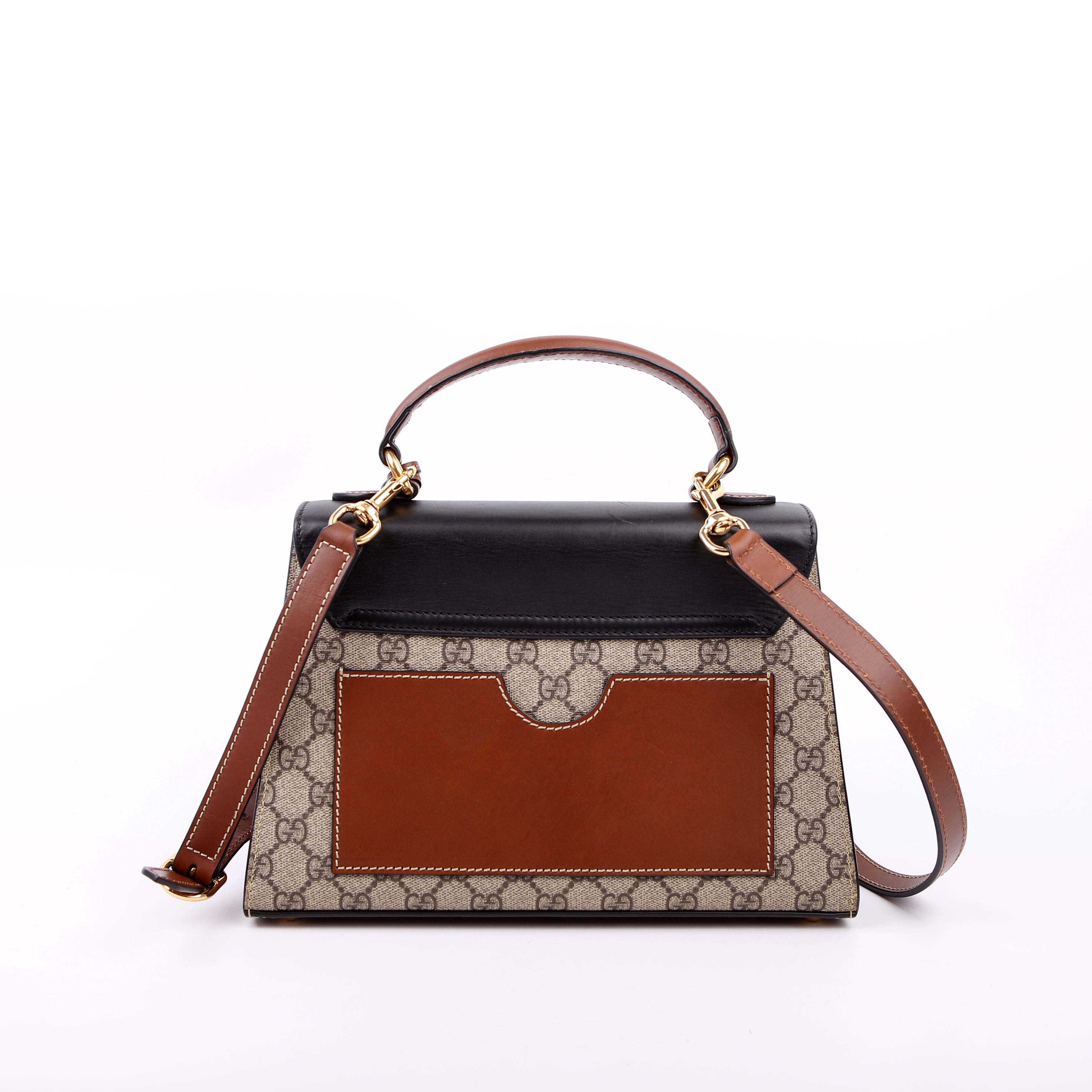 453188 Padlock GG Supreme Top Handle Small Brown/Black