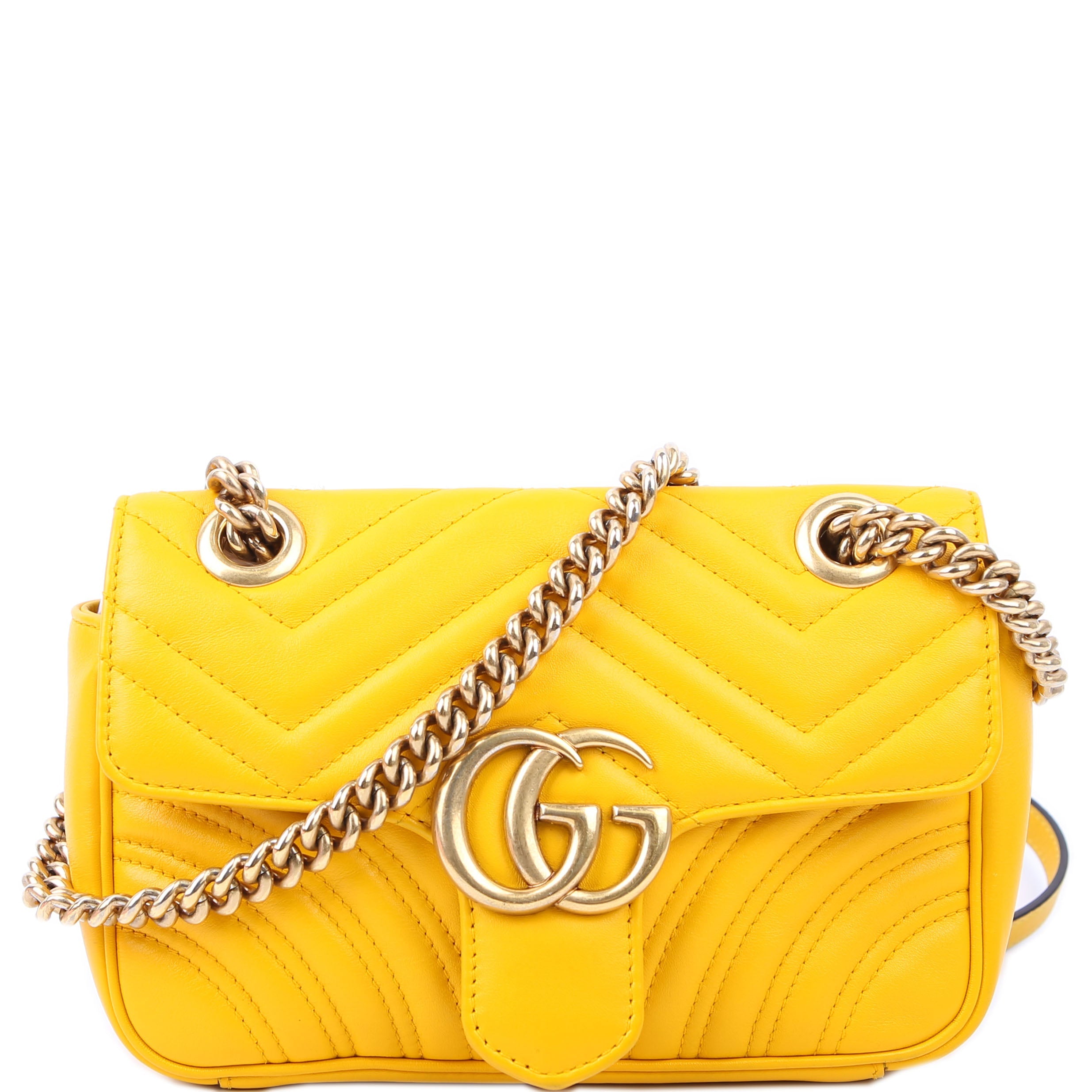 Gucci 446744 Marmont Leather Shoulder Mini Flap Yellow