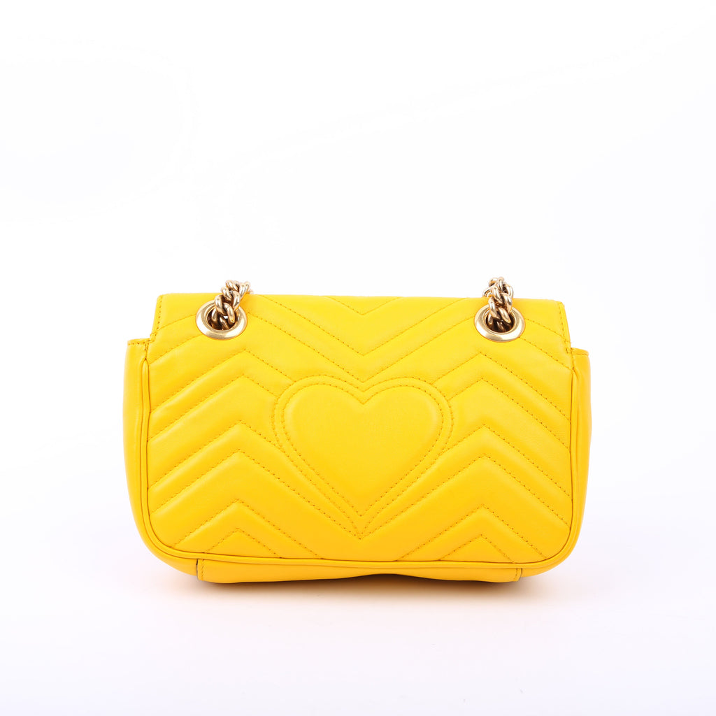 Gucci 446744 Marmont Leather Shoulder Mini Flap Yellow