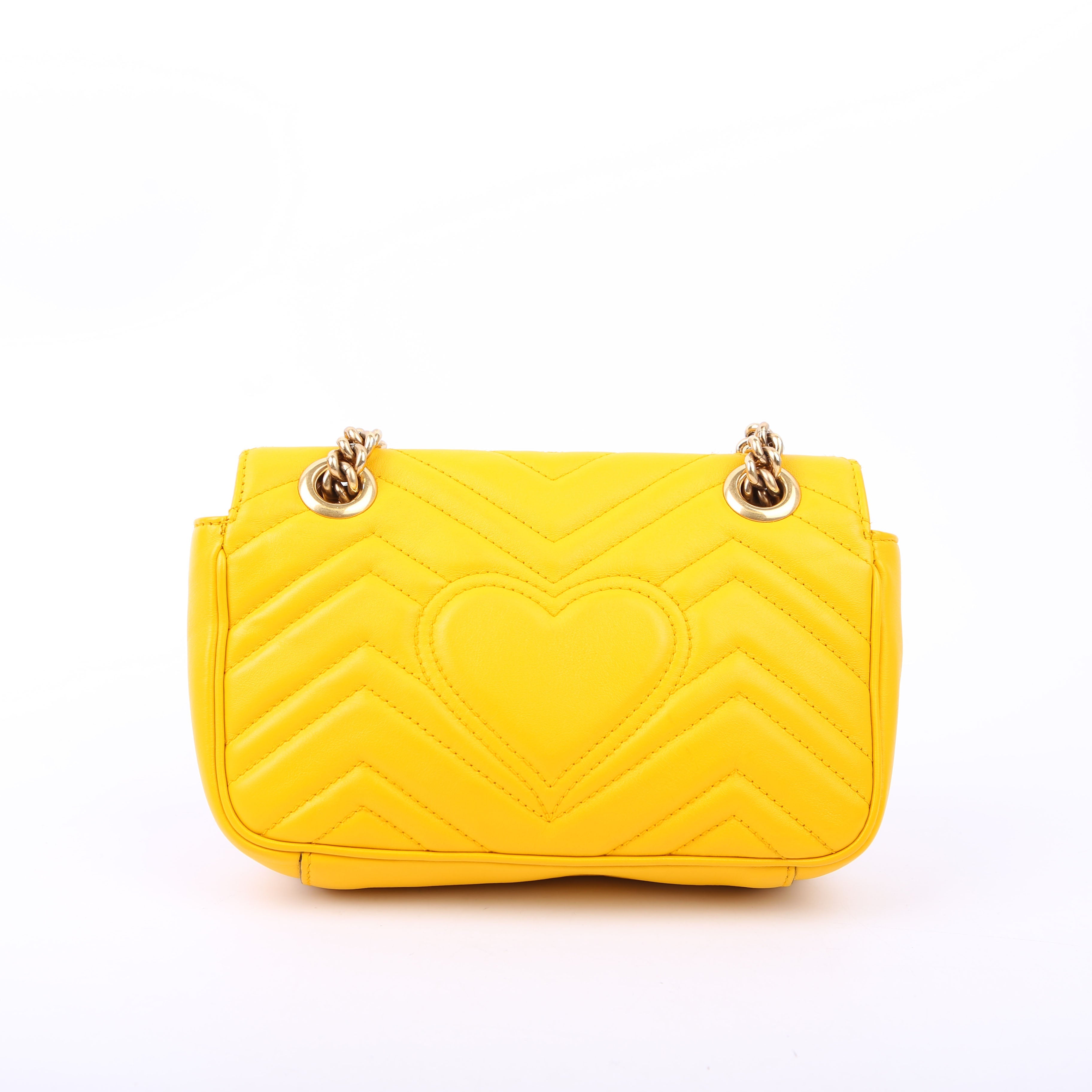 Gucci 446744 Marmont Leather Shoulder Mini Flap Yellow