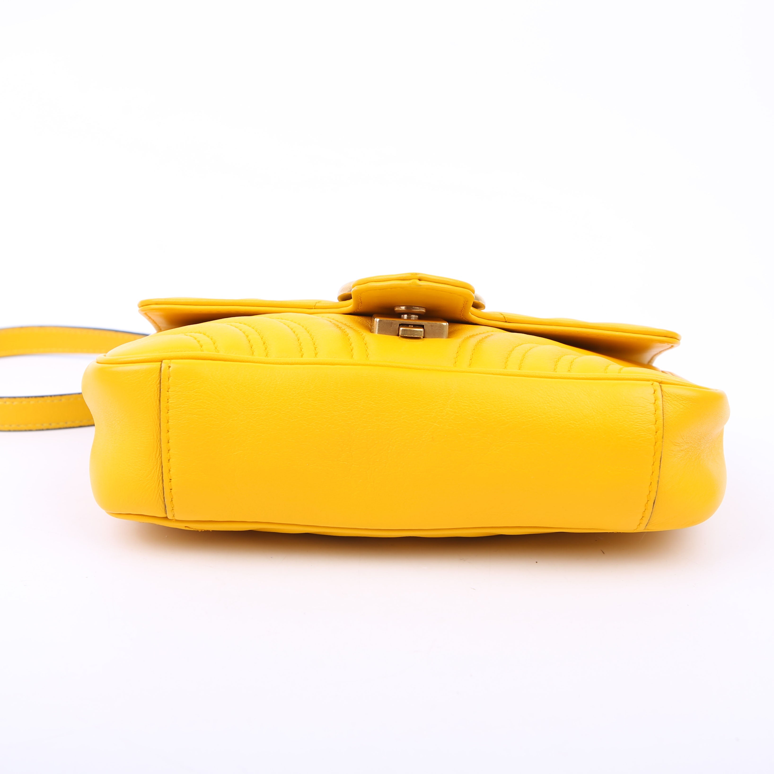 Gucci 446744 Marmont Leather Shoulder Mini Flap Yellow