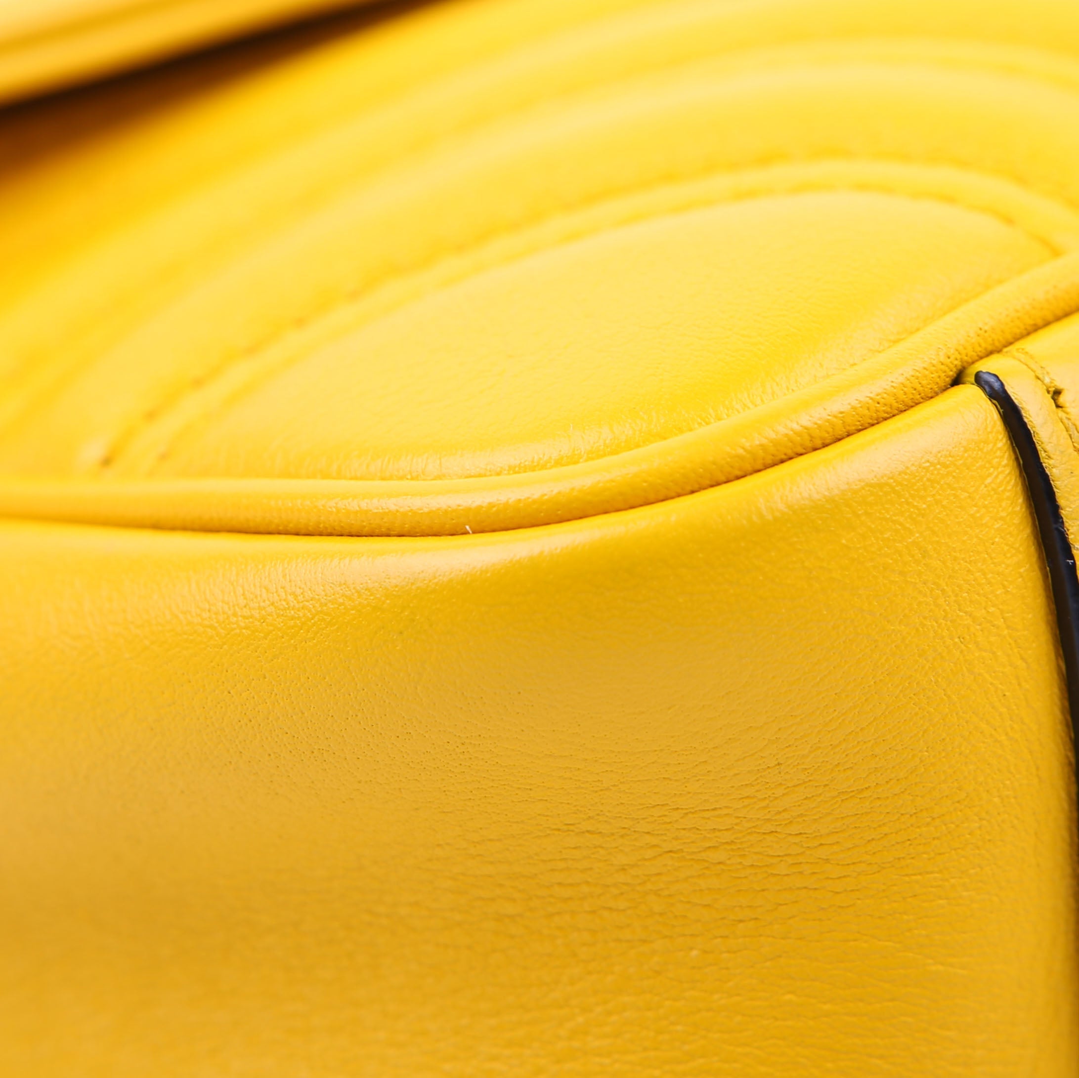 Gucci 446744 Marmont Leather Shoulder Mini Flap Yellow
