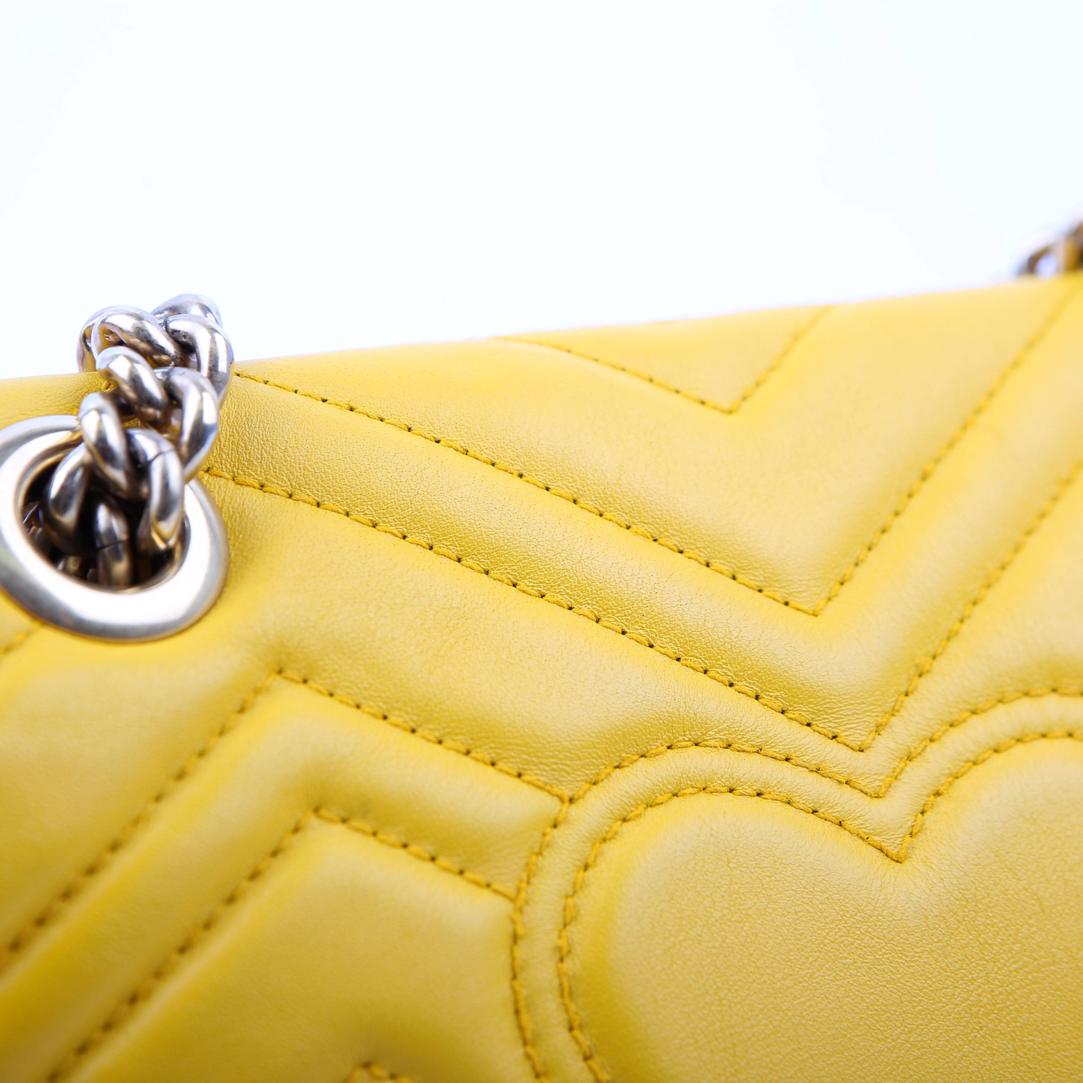 Gucci 446744 Marmont Leather Shoulder Mini Flap Yellow