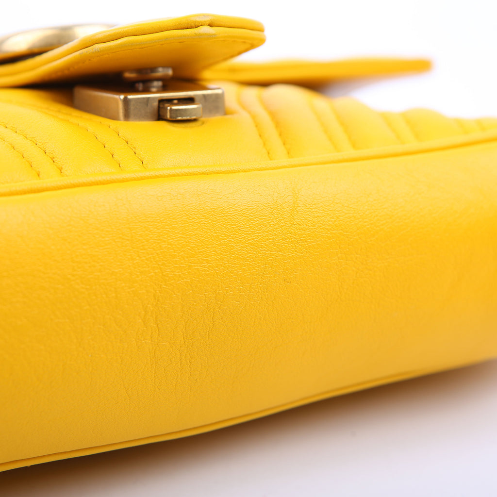 Gucci 446744 Marmont Leather Shoulder Mini Flap Yellow