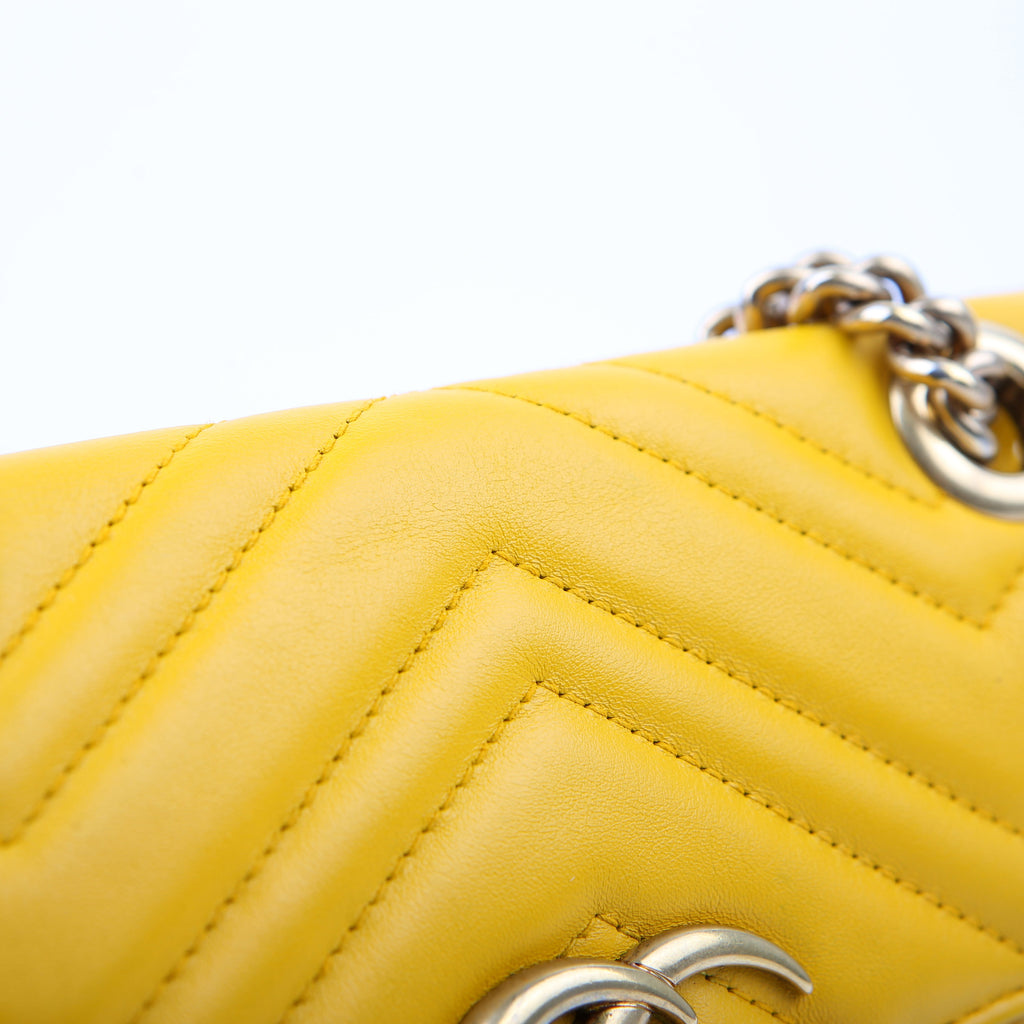 Gucci 446744 Marmont Leather Shoulder Mini Flap Yellow