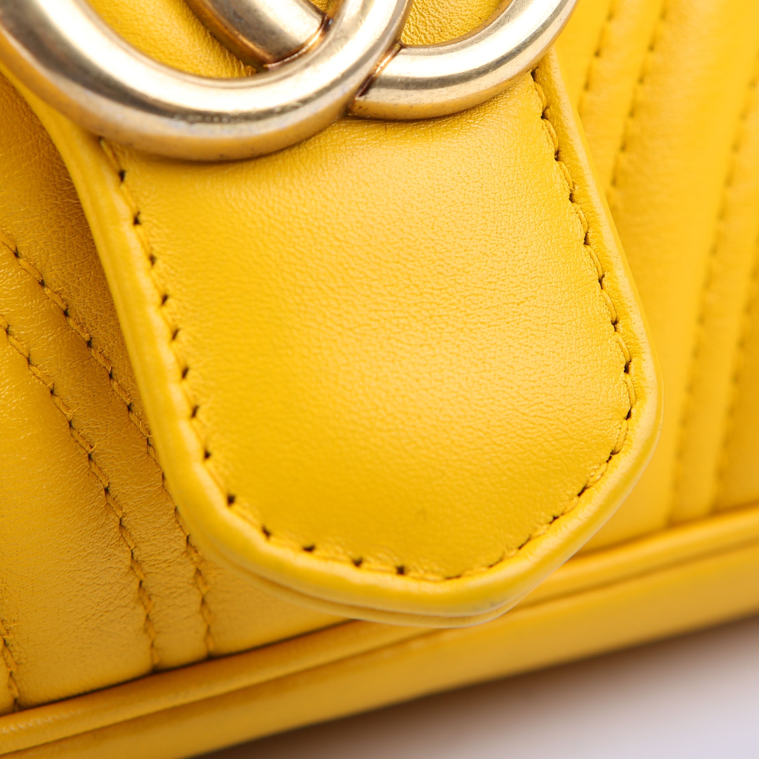 Gucci 446744 Marmont Leather Shoulder Mini Flap Yellow