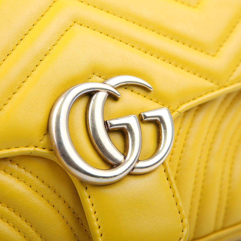Gucci 446744 Marmont Leather Shoulder Mini Flap Yellow