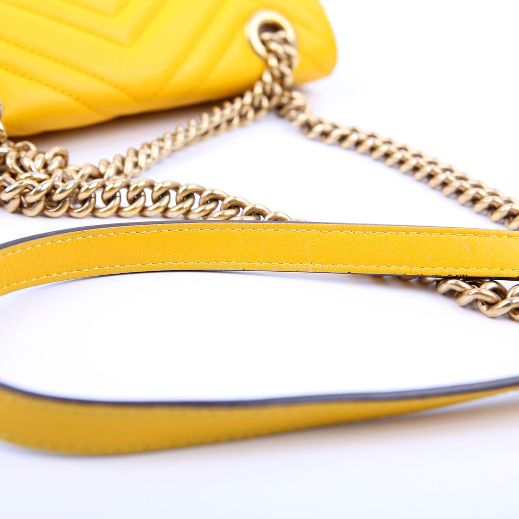 Gucci 446744 Marmont Leather Shoulder Mini Flap Yellow