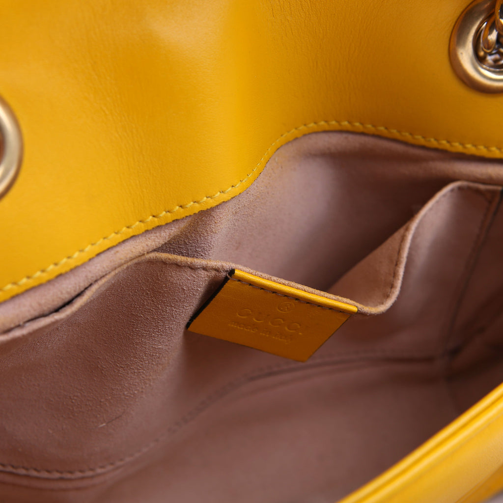 Gucci 446744 Marmont Leather Shoulder Mini Flap Yellow