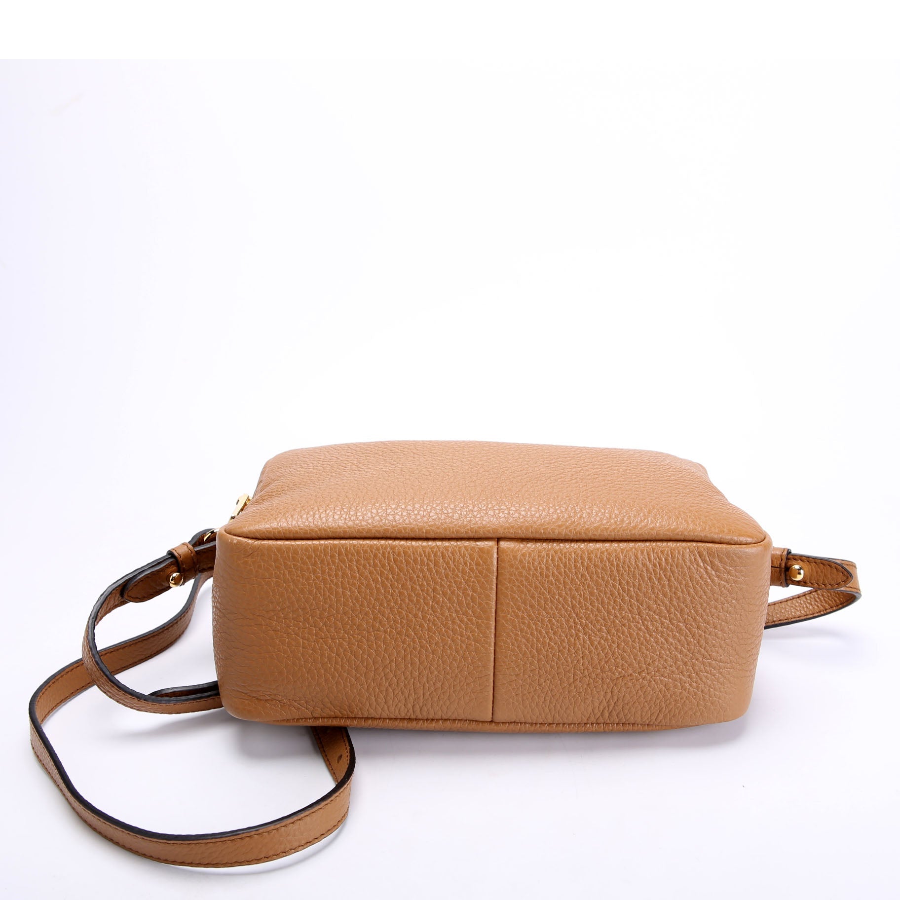 1BH082 Double Zip Small Shoulder Bag Brown