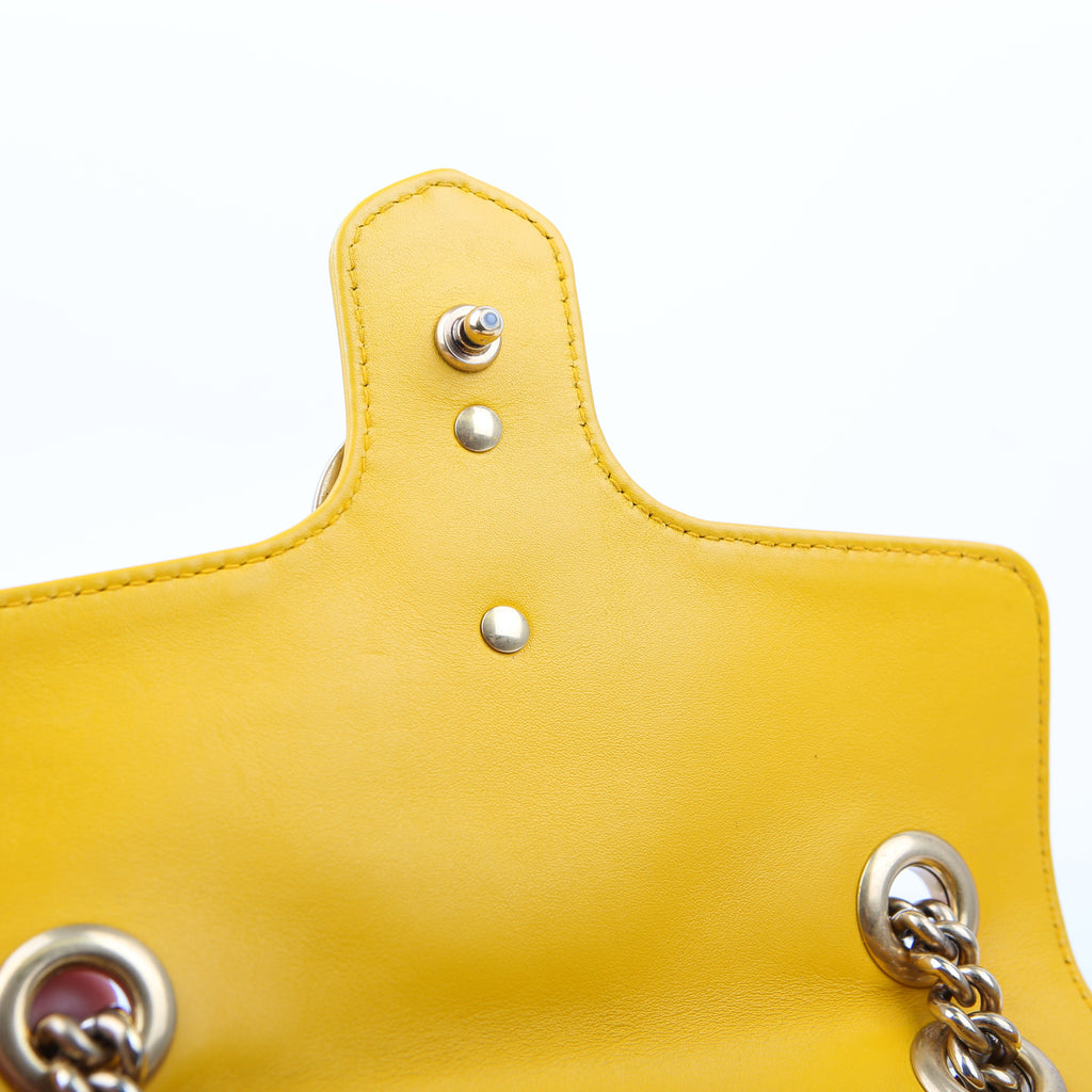 Gucci 446744 Marmont Leather Shoulder Mini Flap Yellow