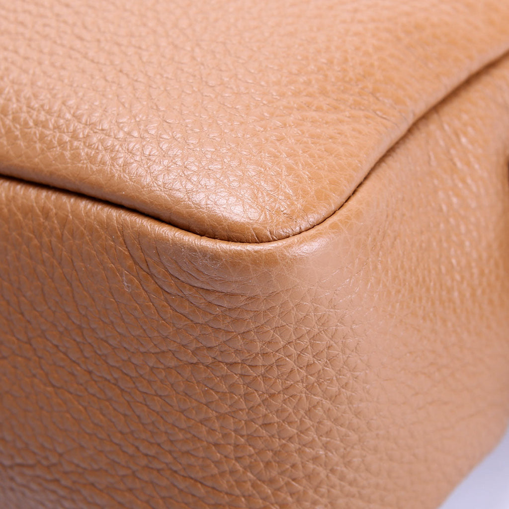 1BH082 Double Zip Small Shoulder Bag Brown