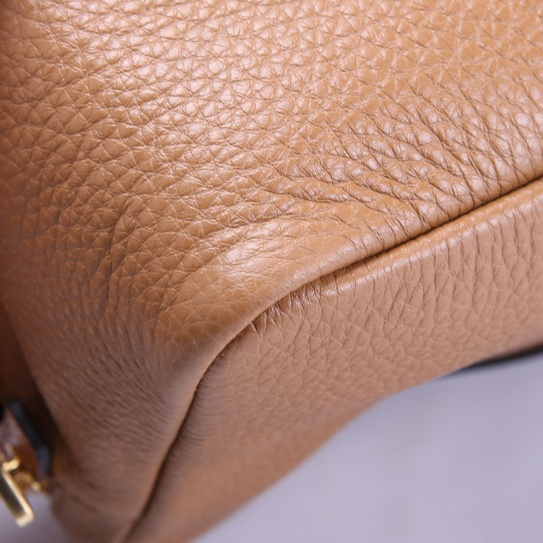 1BH082 Double Zip Small Shoulder Bag Brown