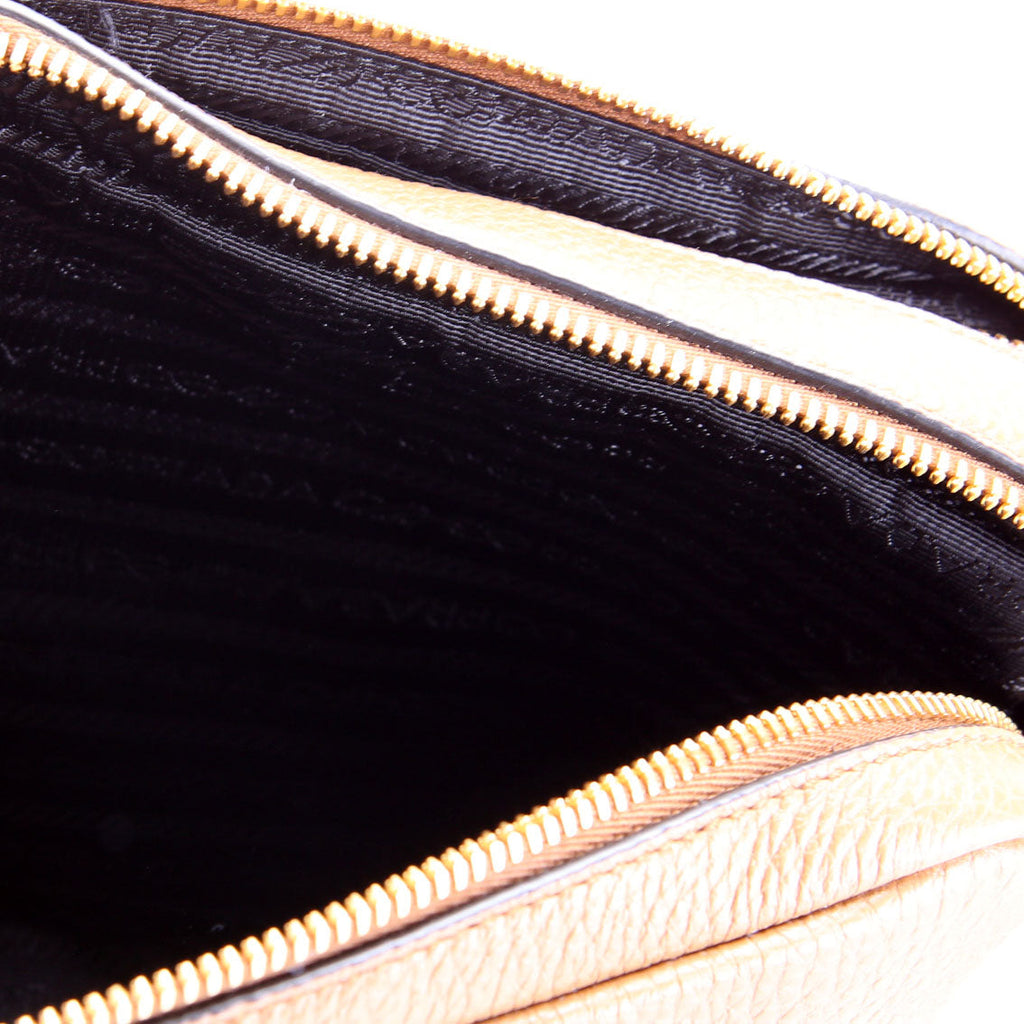 1BH082 Double Zip Small Shoulder Bag Brown