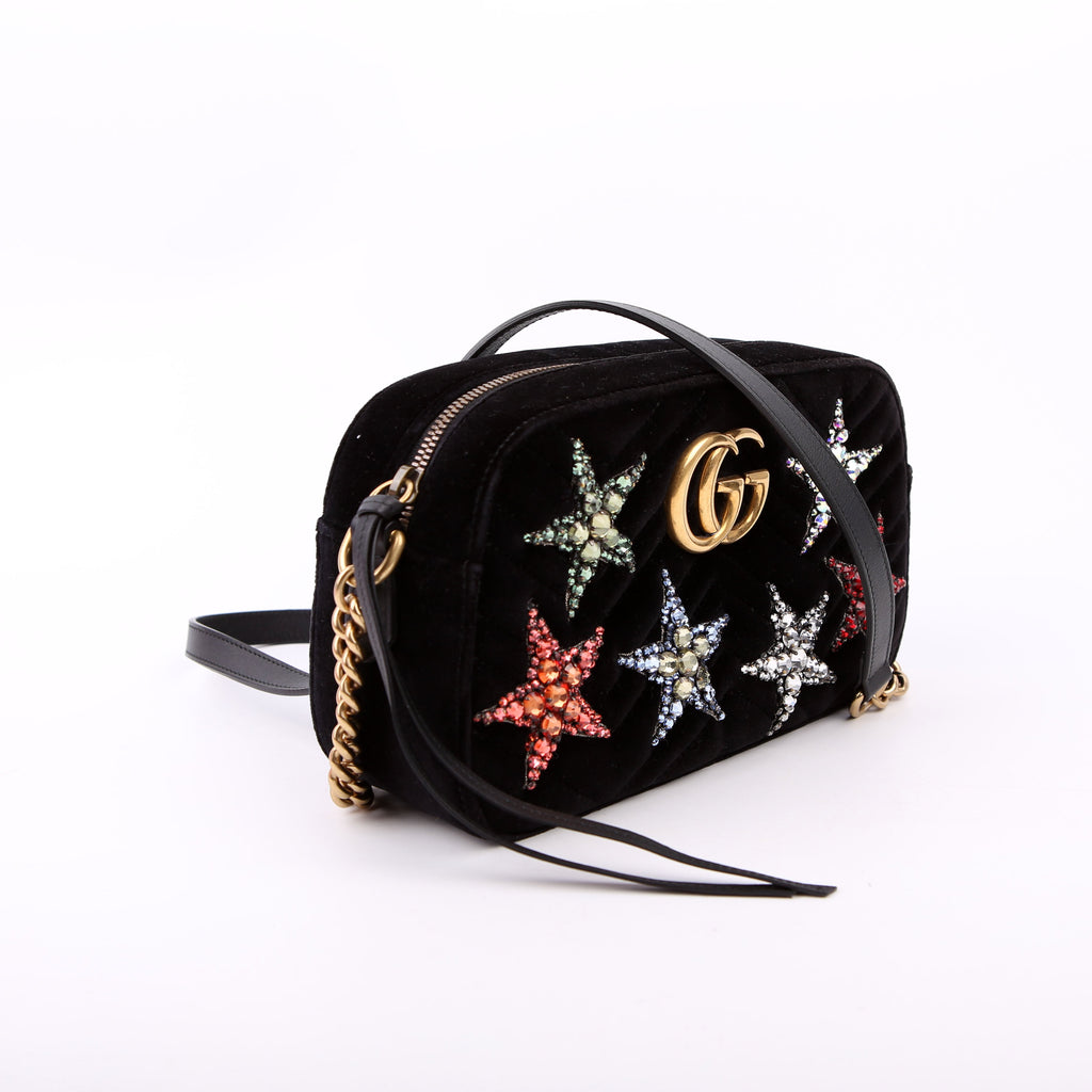 447632 Marmont Small Velvet Camera Black