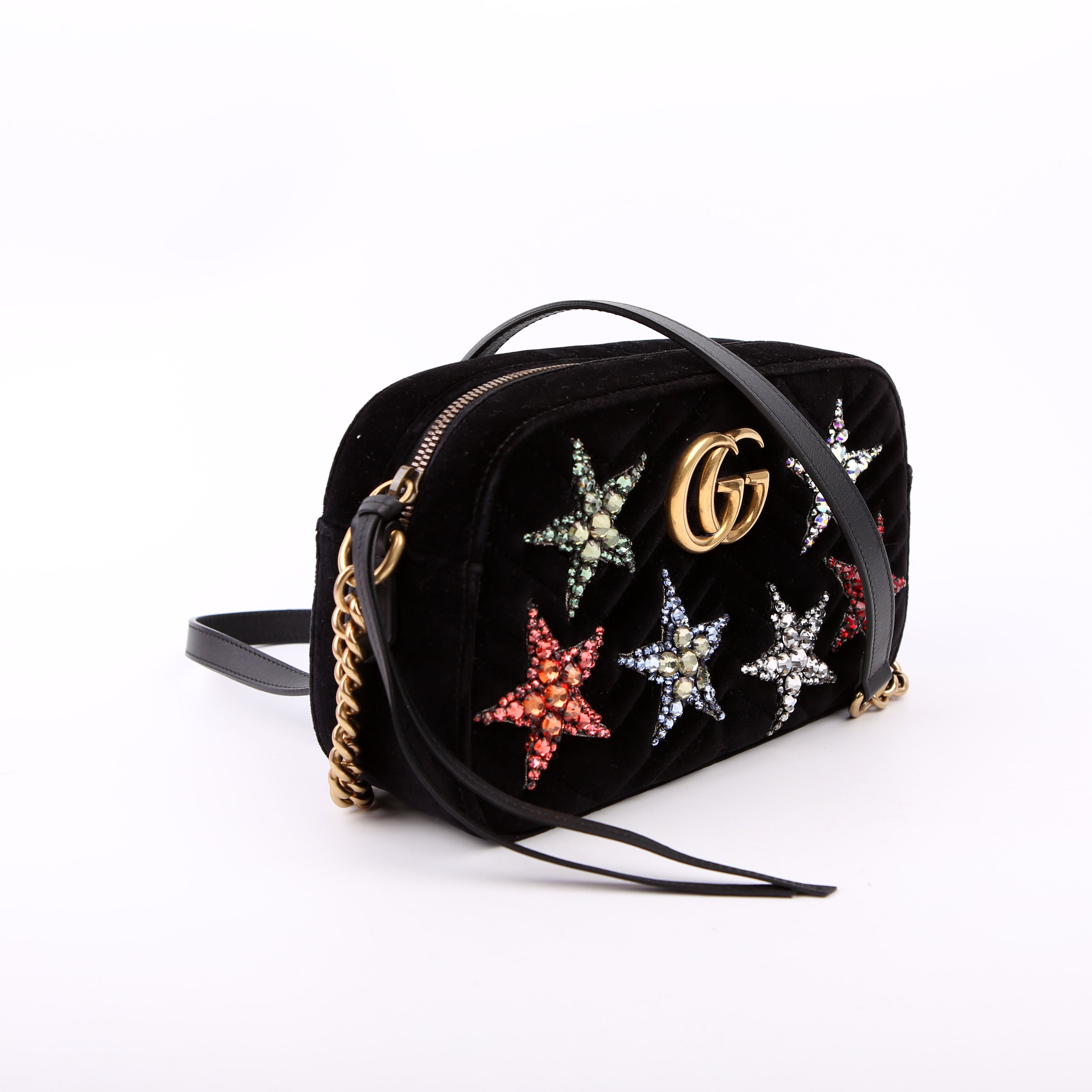 447632 Marmont Small Velvet Camera Black