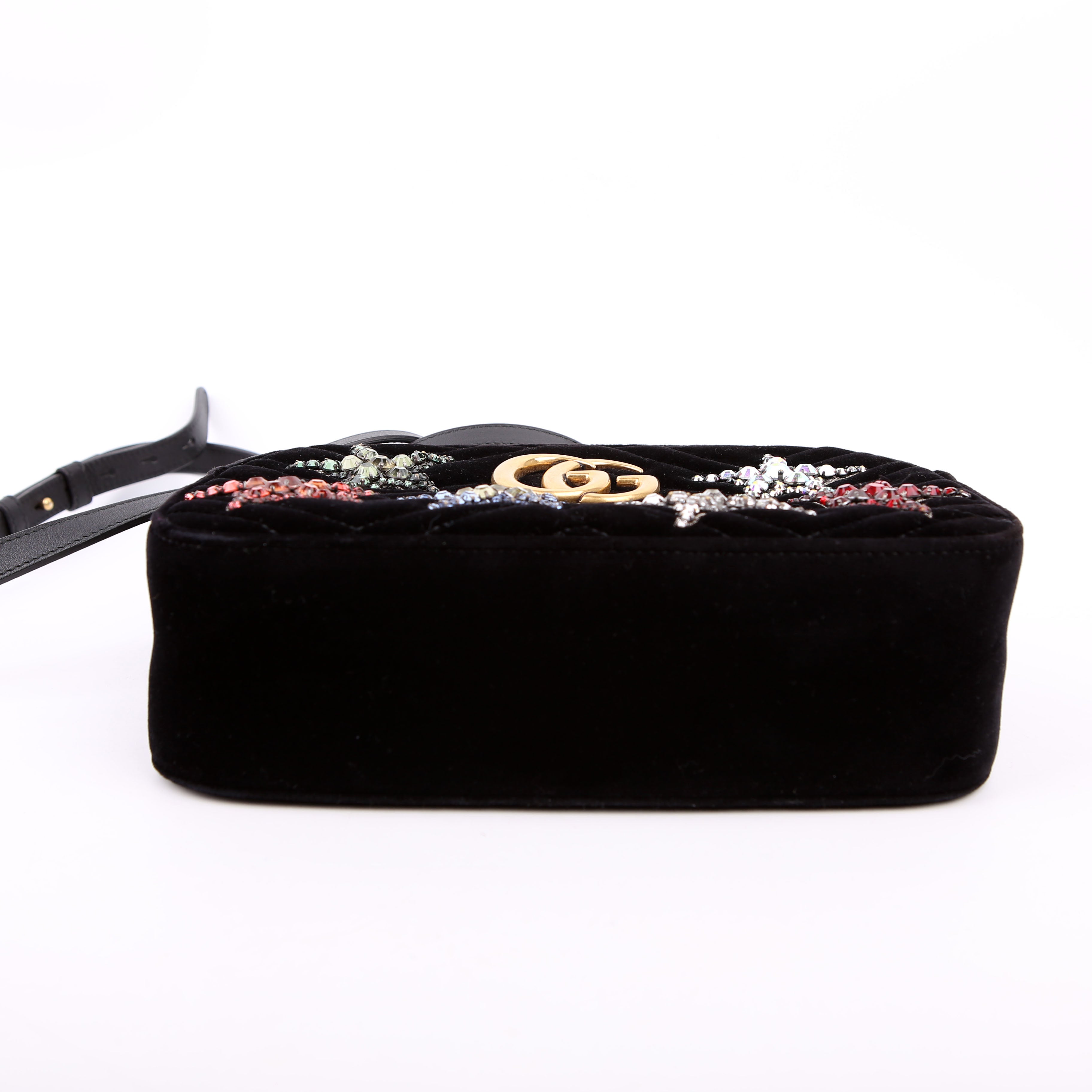 447632 Marmont Small Velvet Camera Black