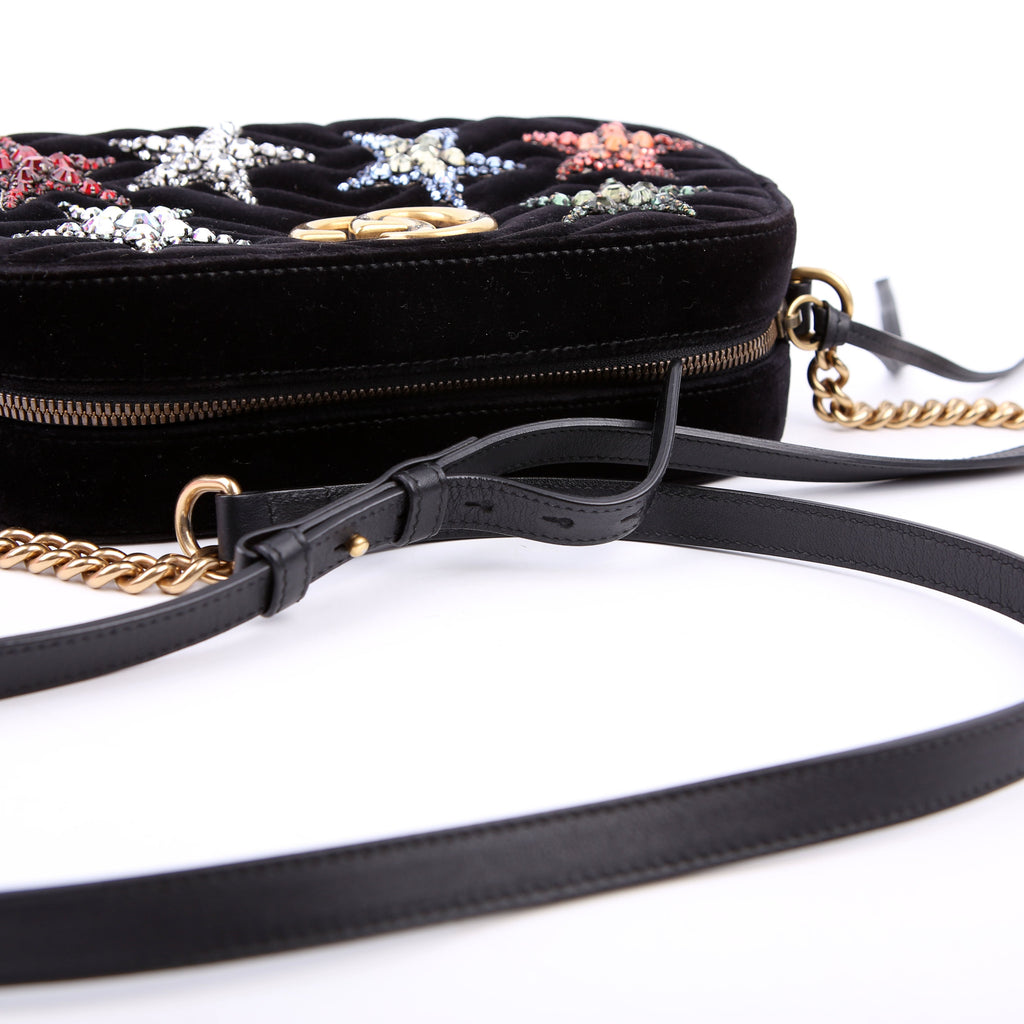 447632 Marmont Small Velvet Camera Black