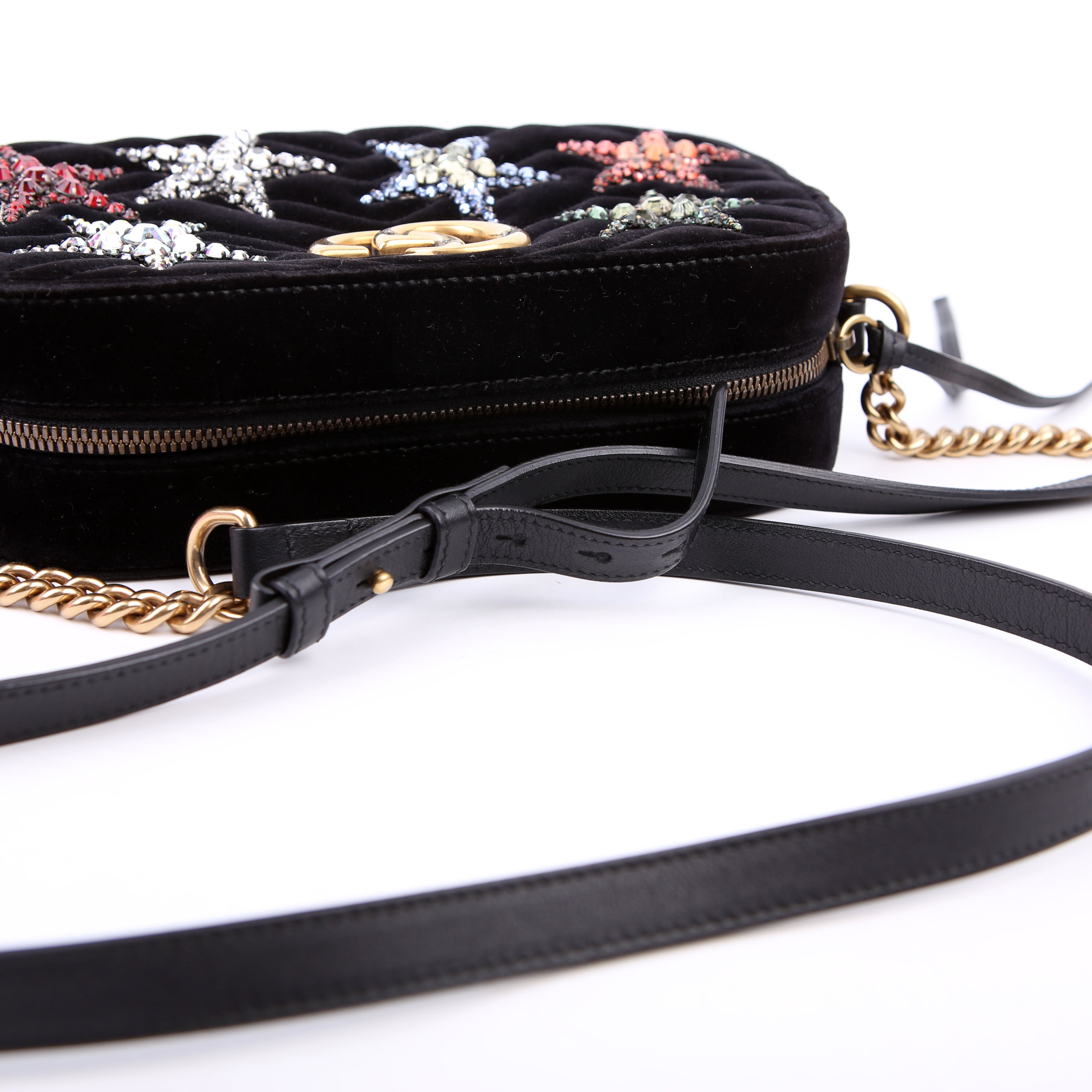 447632 Marmont Small Velvet Camera Black