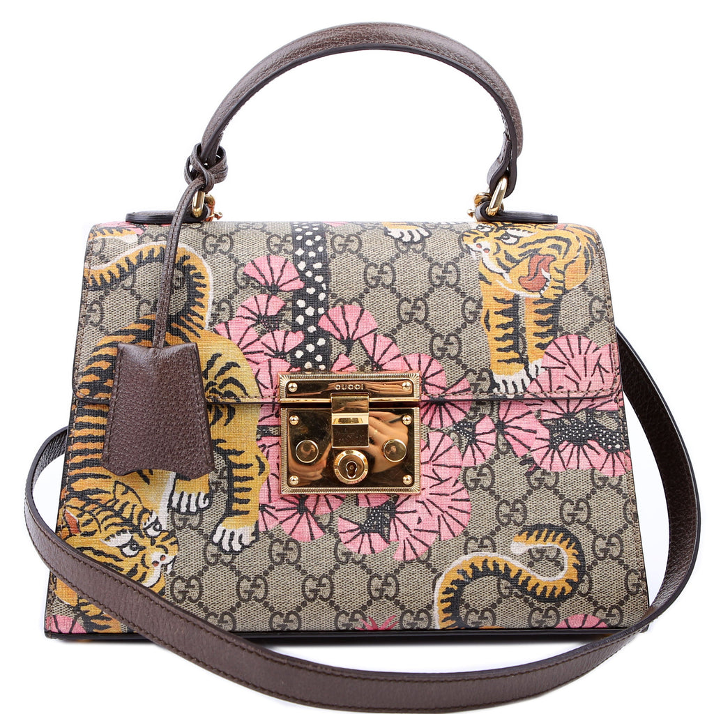 Gucci 453188 Padlock GG Supreme Top Handle Small Brown