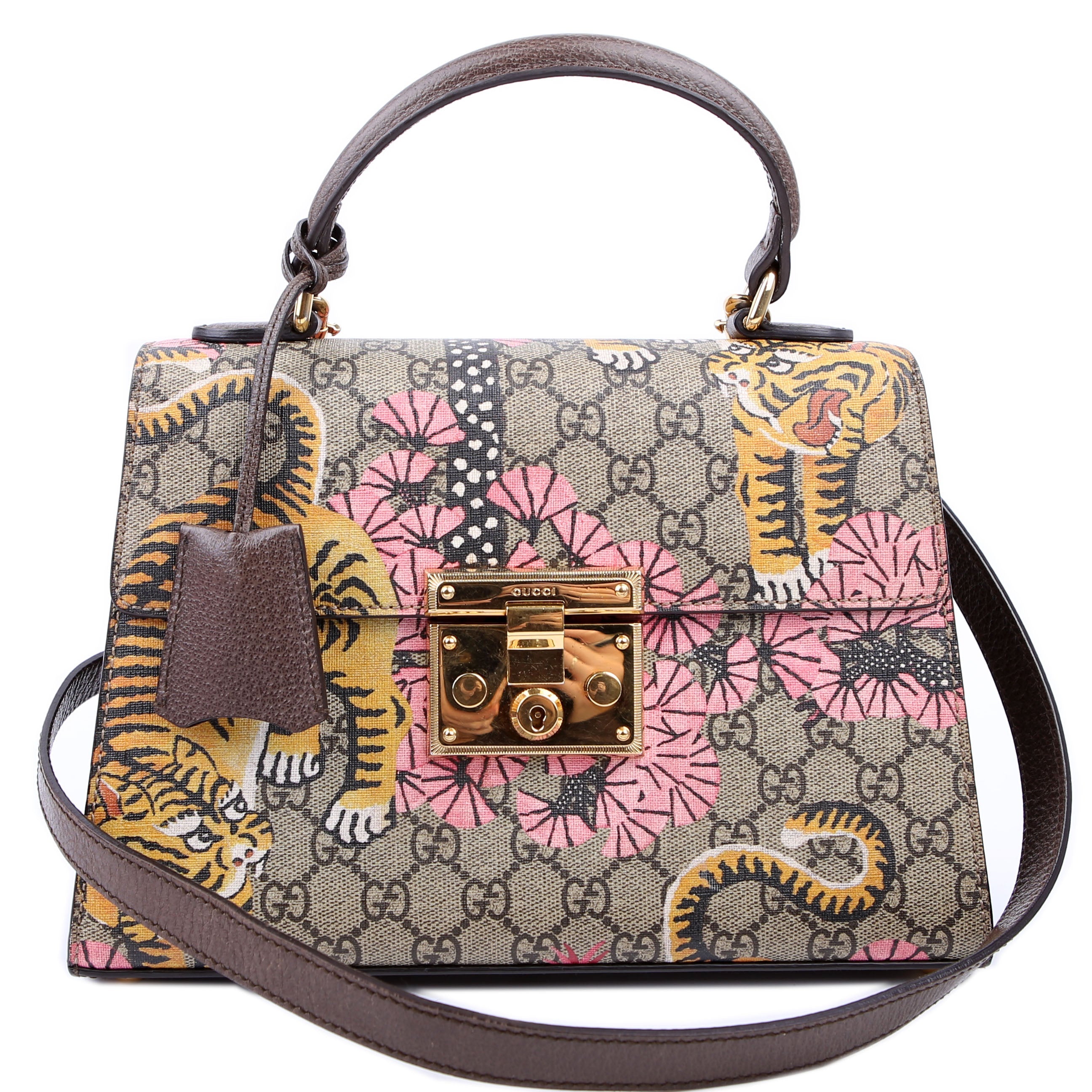 Gucci 453188 Padlock GG Supreme Top Handle Small Brown
