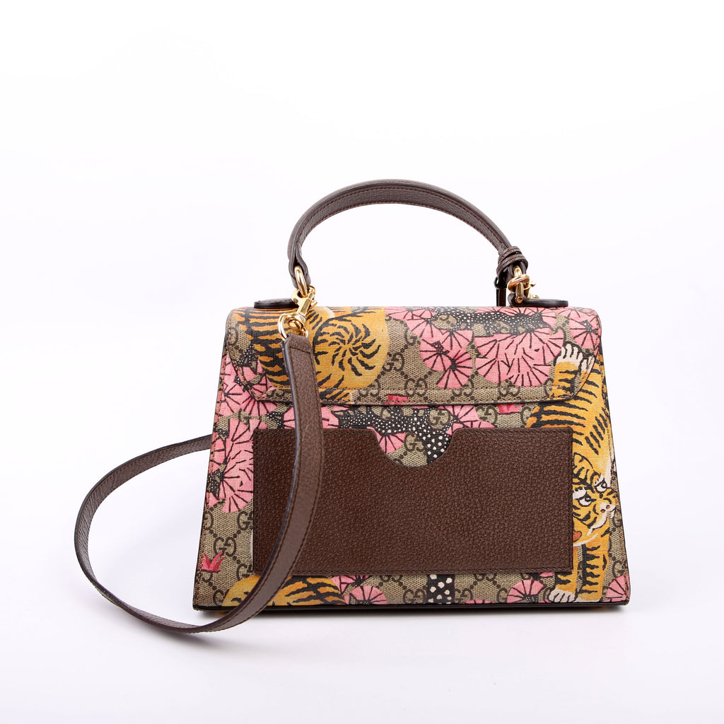 Gucci 453188 Padlock GG Supreme Top Handle Small Brown