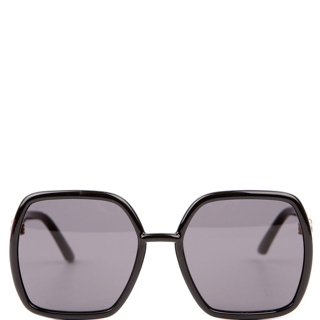 GG0890SA Oversized Square Horsebit Sunglasses Black