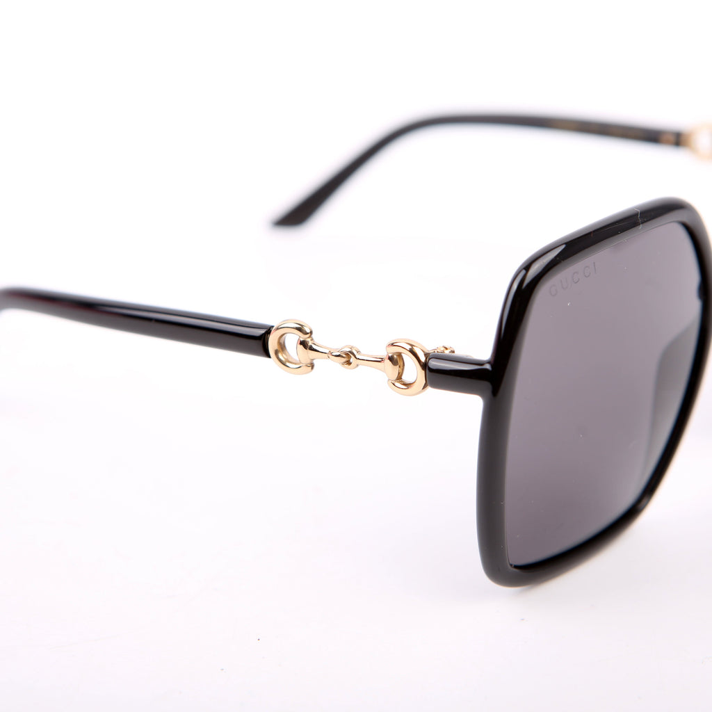 GG0890SA Oversized Square Horsebit Sunglasses Black