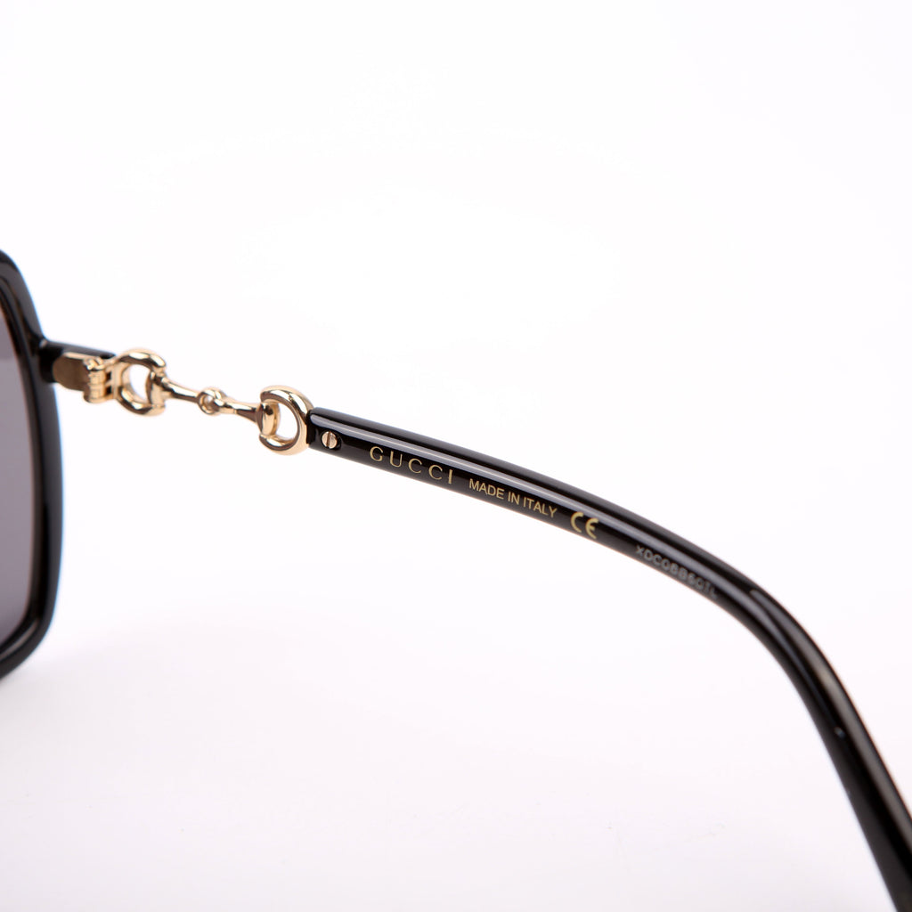 GG0890SA Oversized Square Horsebit Sunglasses Black