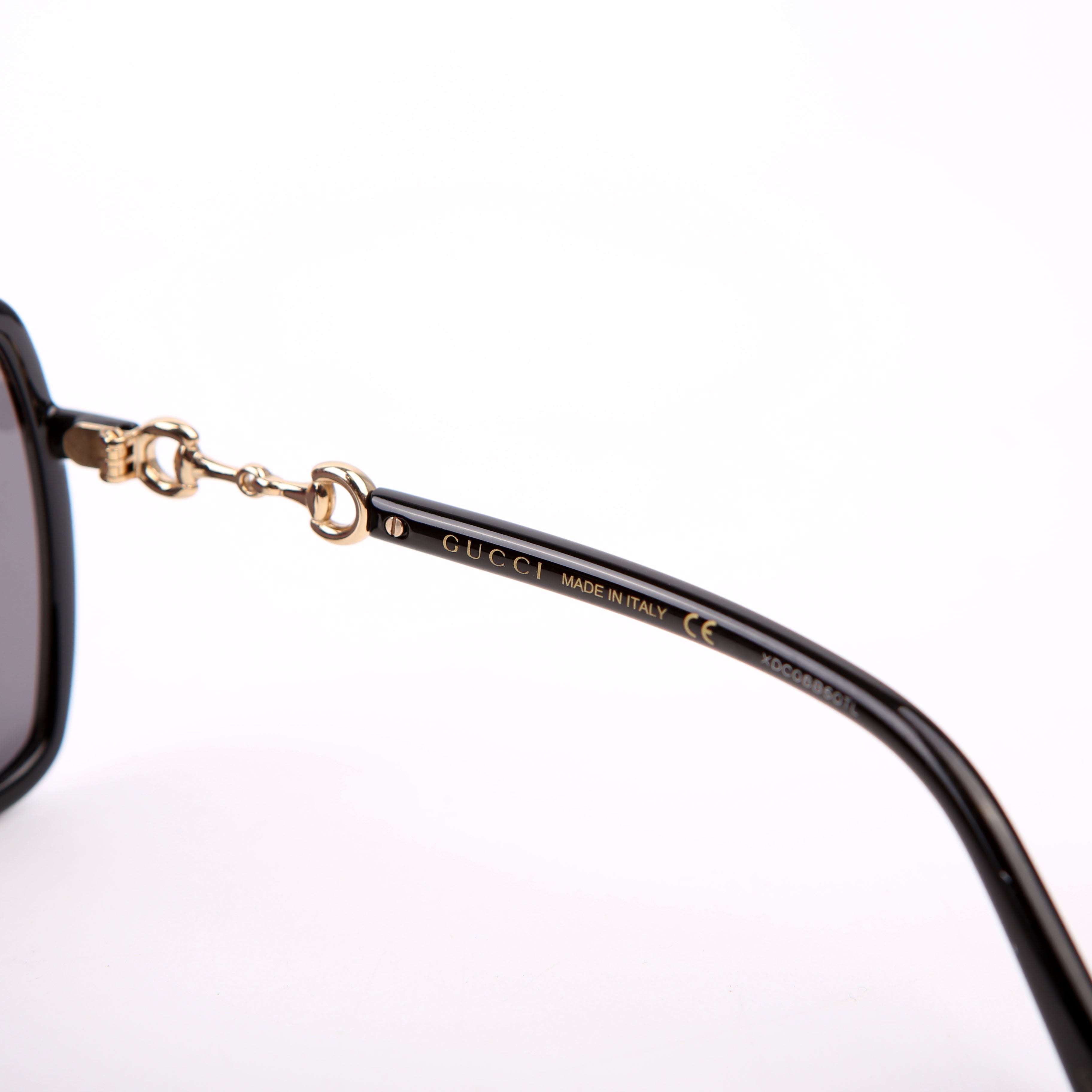 GG0890SA Oversized Square Horsebit Sunglasses Black