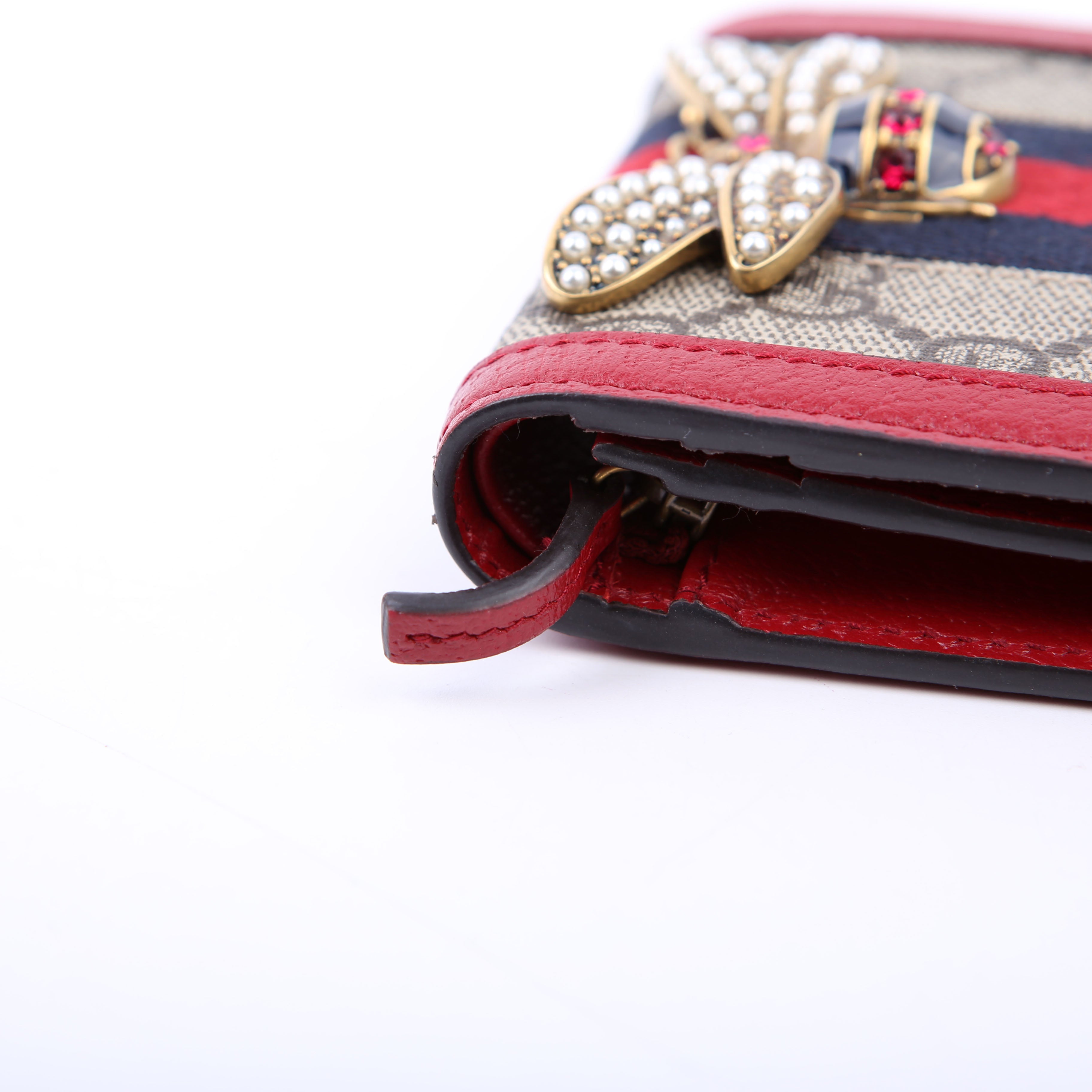 Gucci 476072 Queen Margaret Card Case Red