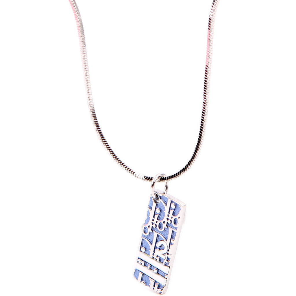 Oblique Trotter Pendant Necklace Silver/Blue