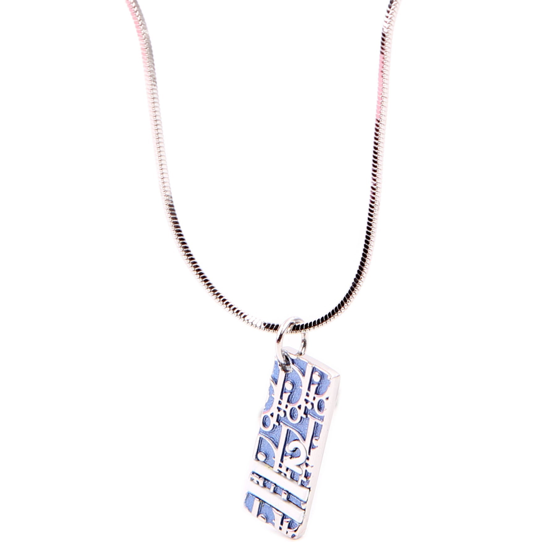 Oblique Trotter Pendant Necklace Silver/Blue