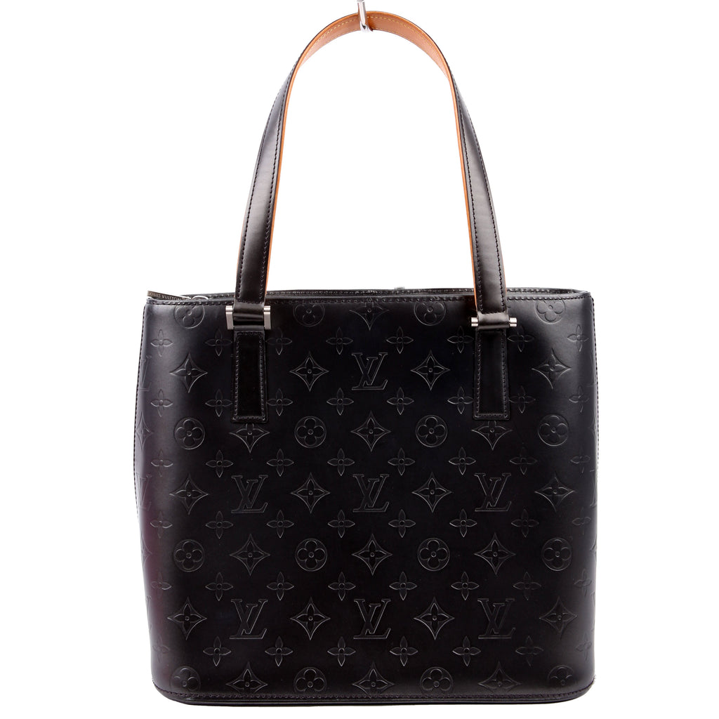 Stockton Monogram Matte Leather Gray