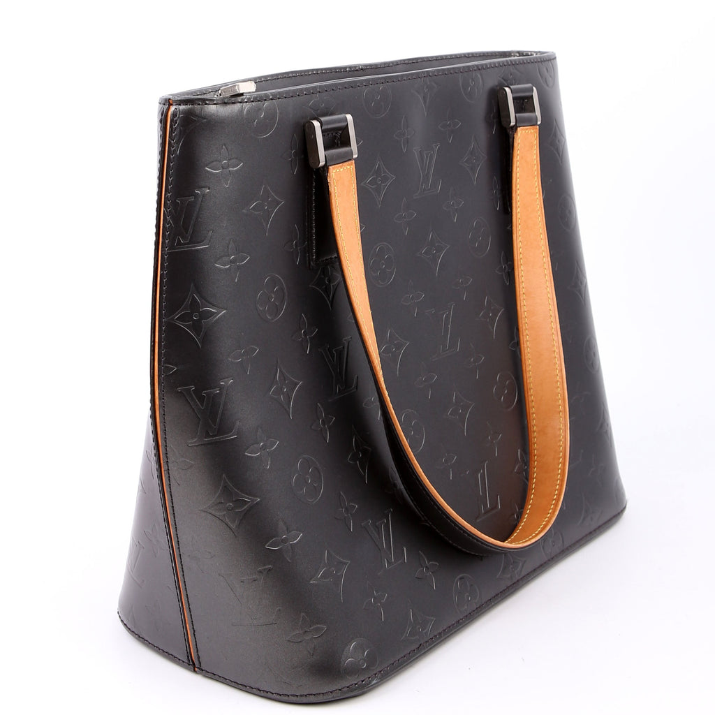 Stockton Monogram Matte Leather Gray