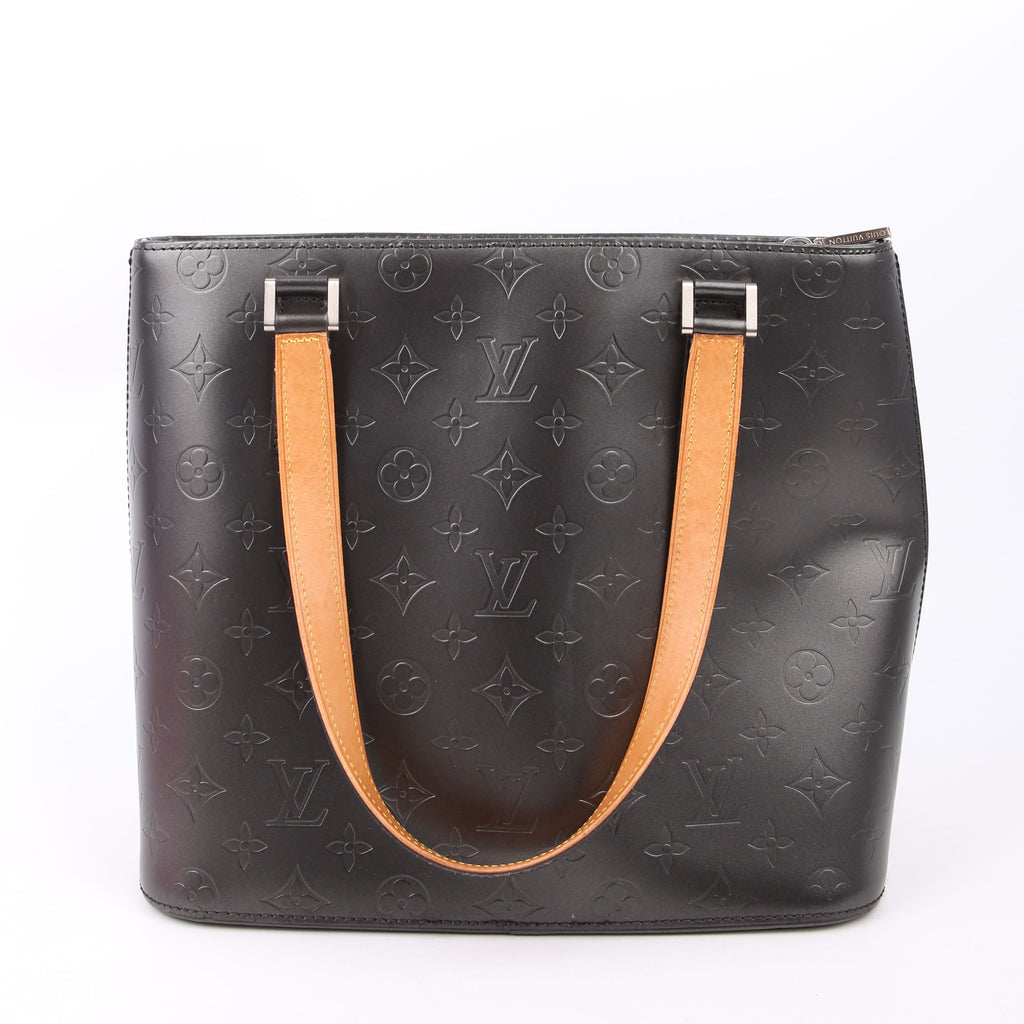 Stockton Monogram Matte Leather Gray