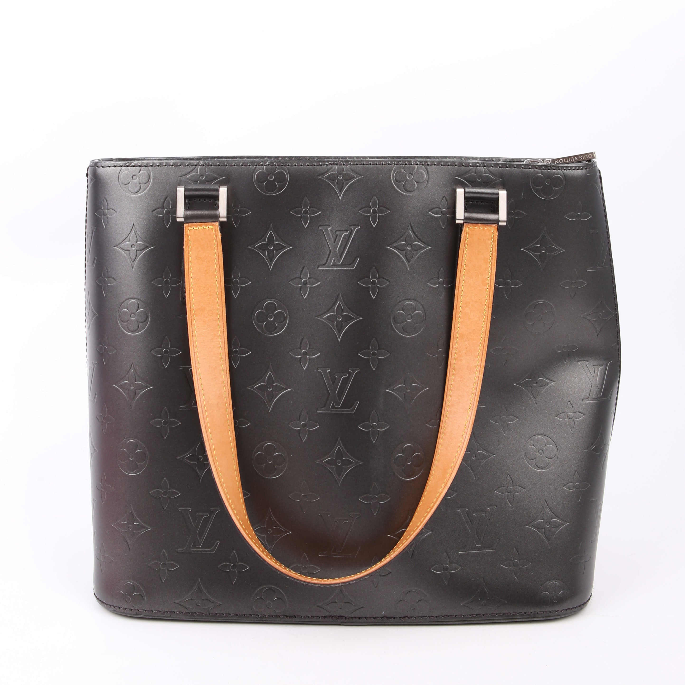 Stockton Monogram Matte Leather Gray