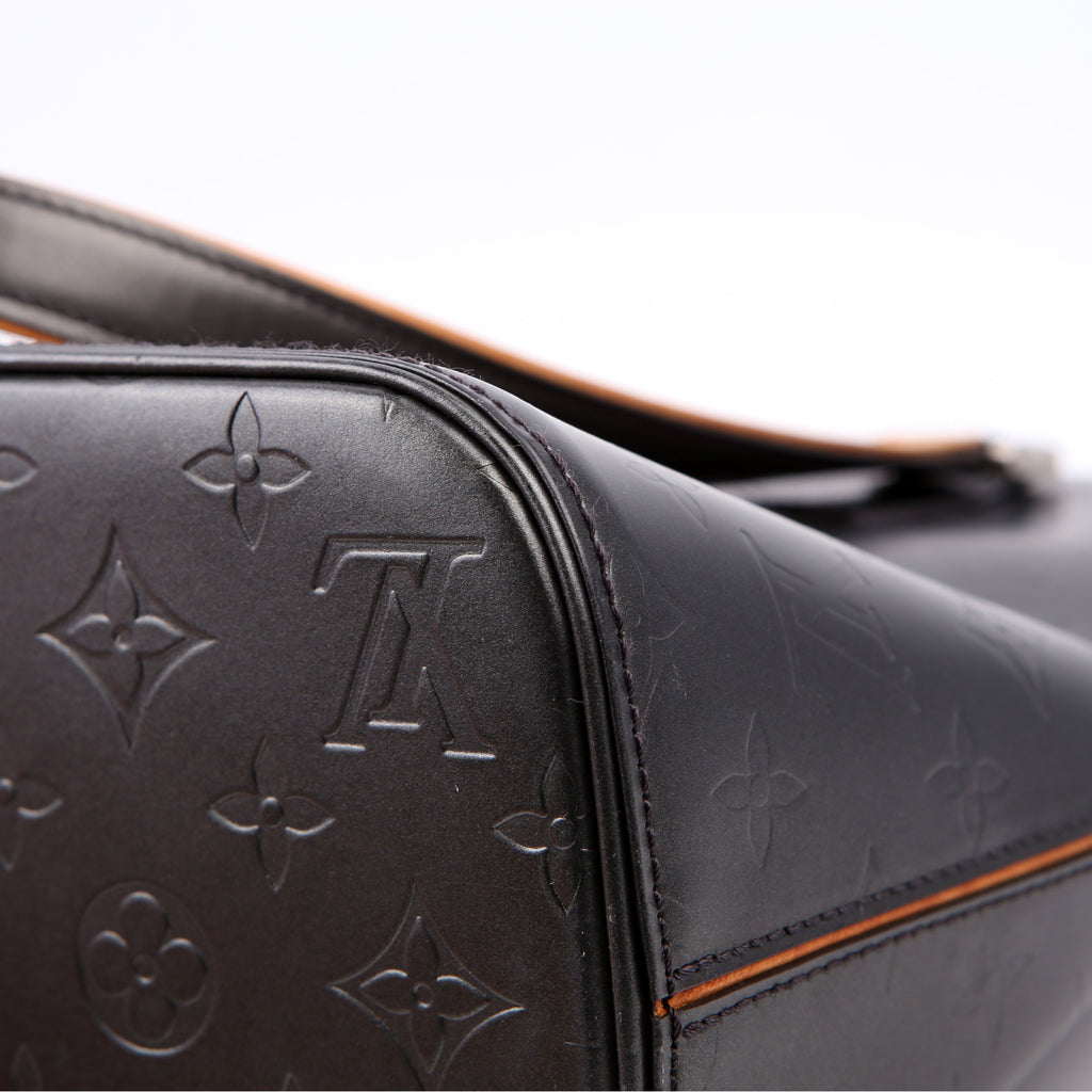 Stockton Monogram Matte Leather Gray