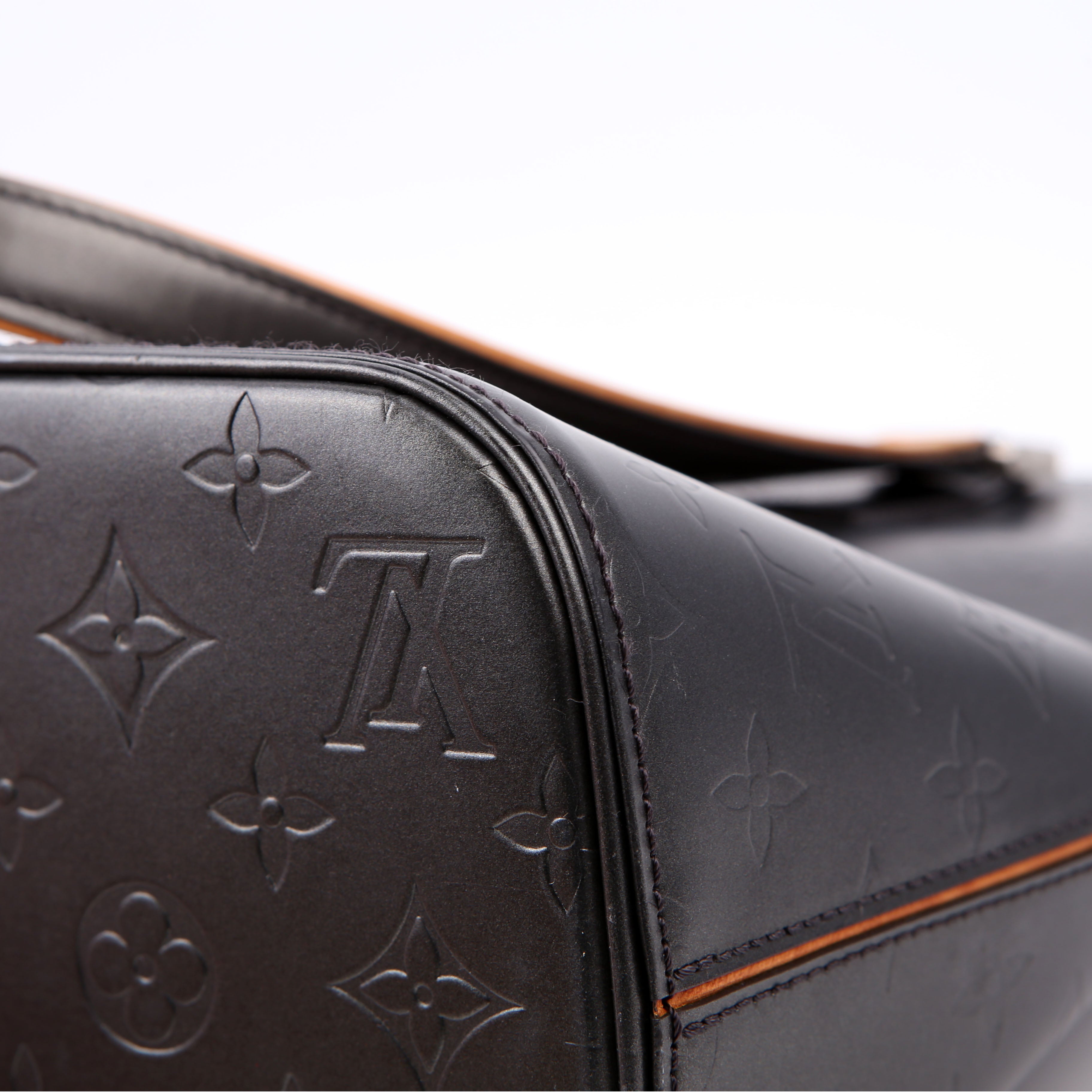 Stockton Monogram Matte Leather Gray
