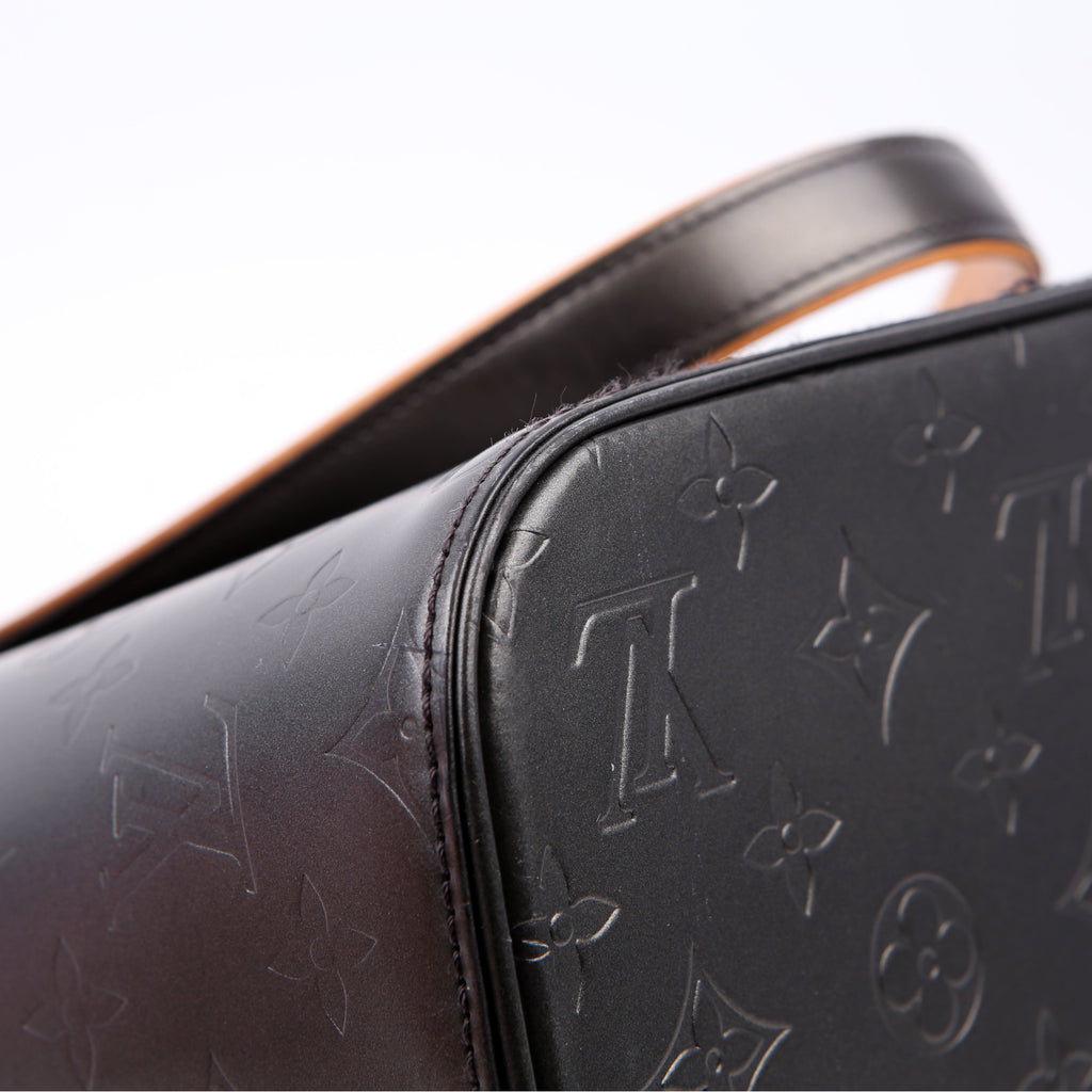 Stockton Monogram Matte Leather Gray