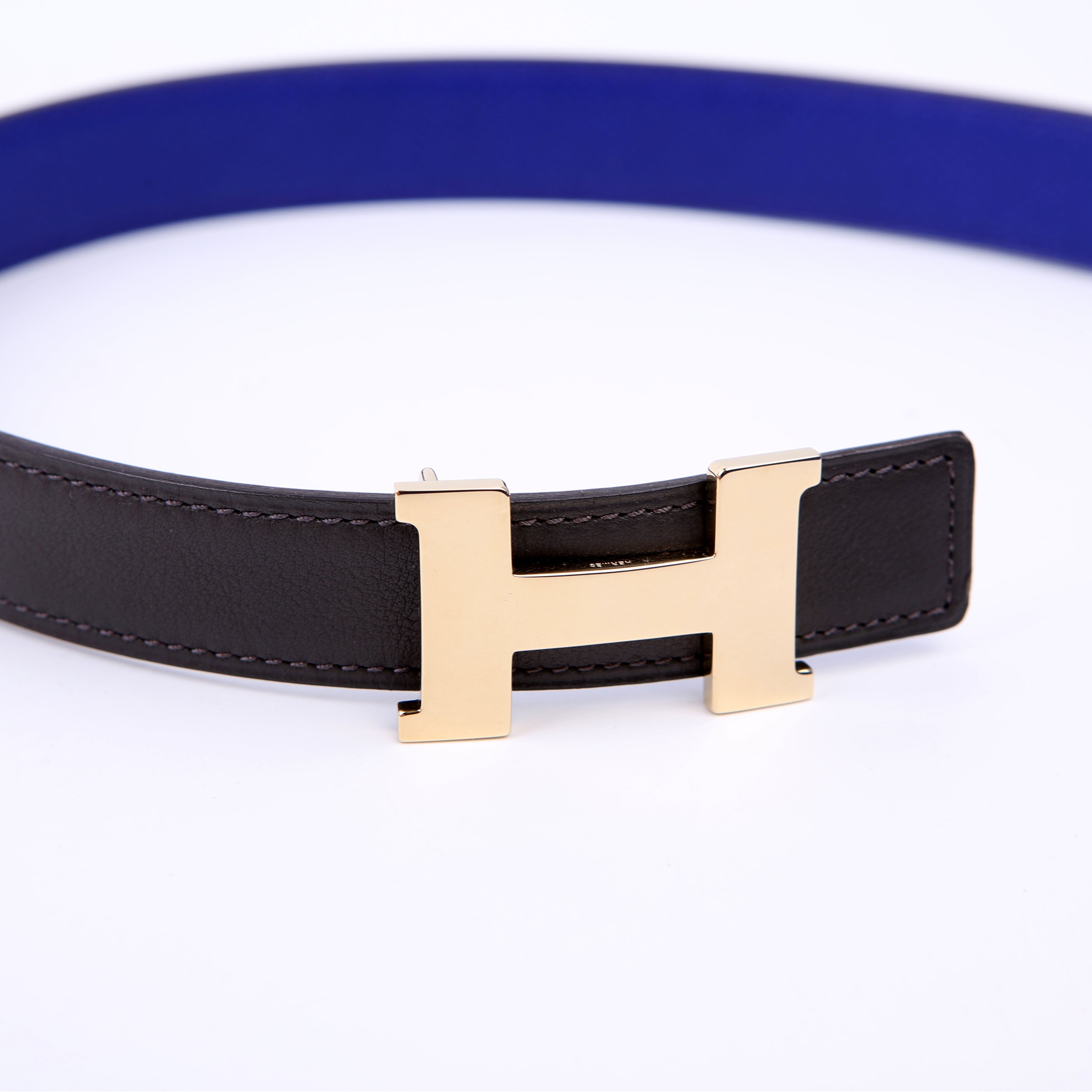 Constance H Reversible Belt Size 85 Gray/Blue