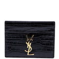 Card Holder Crocodile Embossed Patent Black