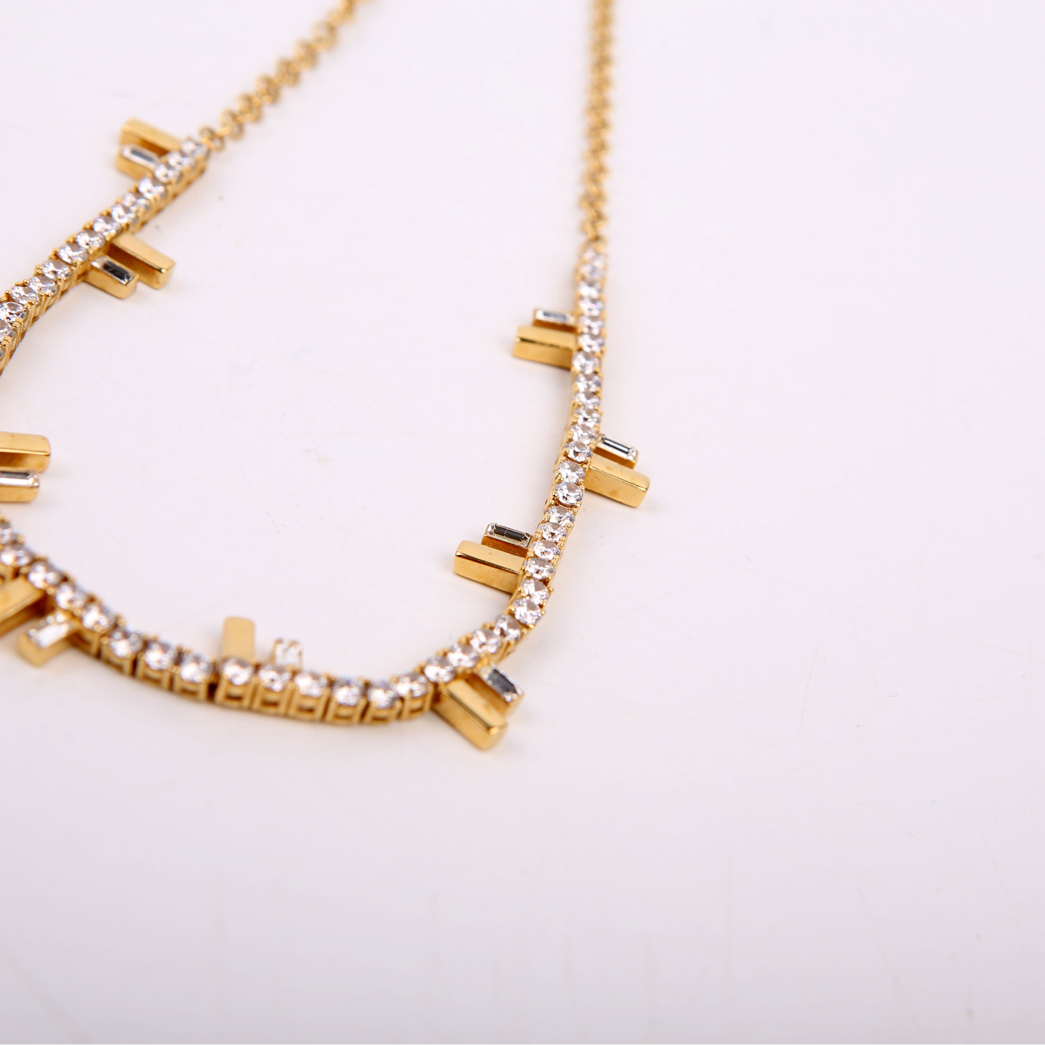 Crystal Embellished Choker Necklace Gold