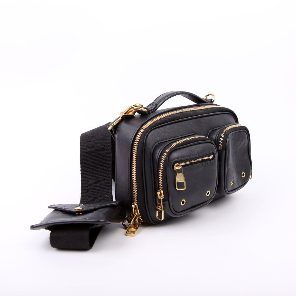 Utility Crossbody Embossed Calfskin Black