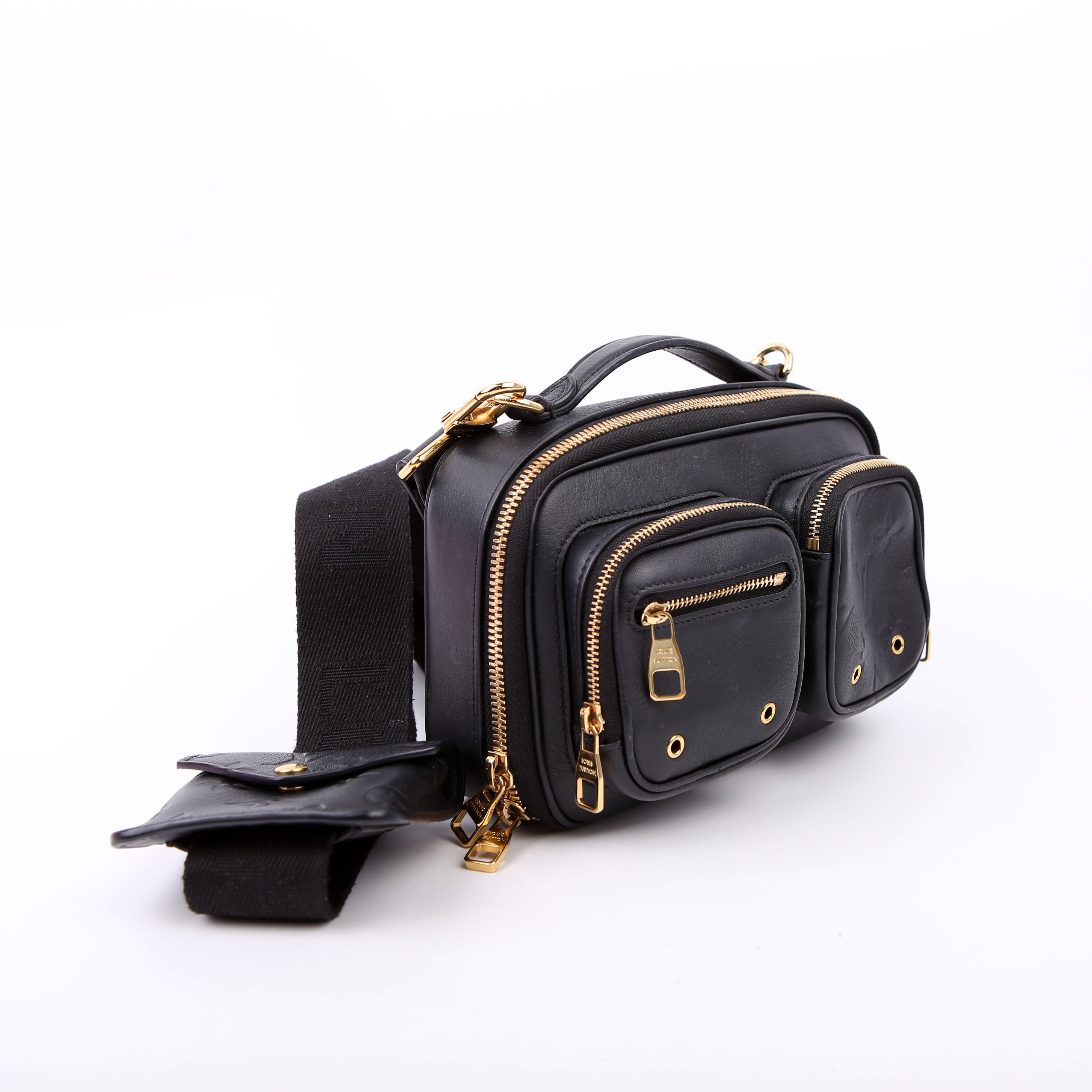 Utility Crossbody Embossed Calfskin Black