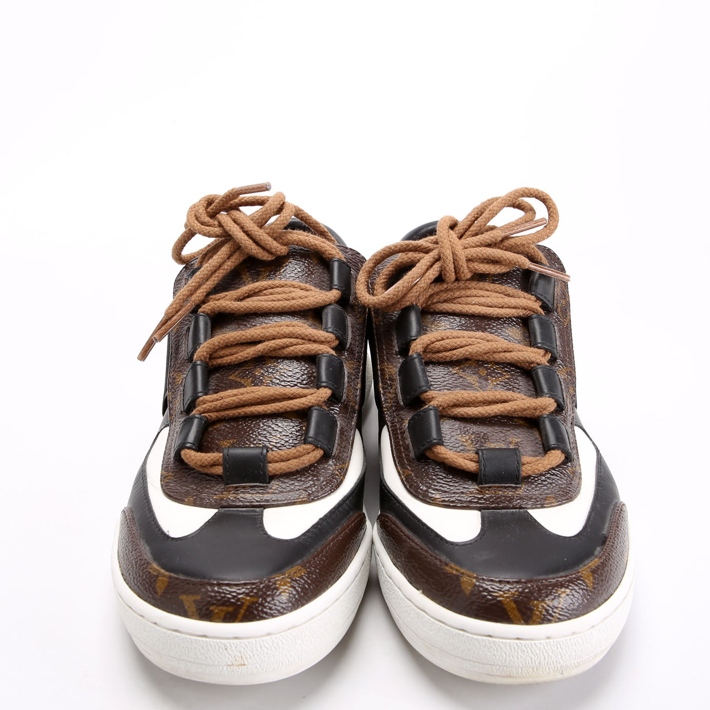 Leather Monogram Lous Sneakers Size 37.5 Brown/Black