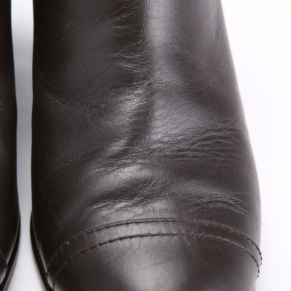 Cap Toe Leather Ankle Booties Size 38