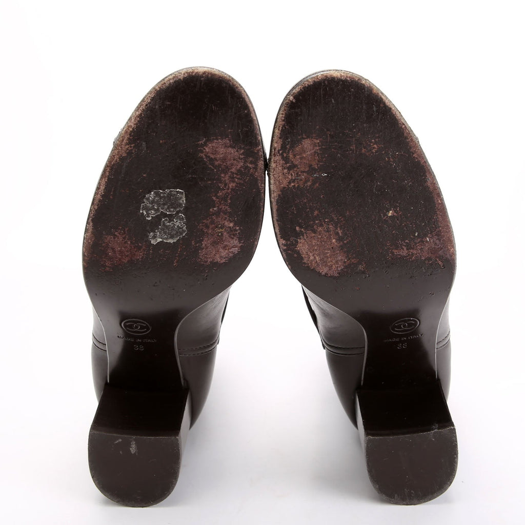 Cap Toe Leather Ankle Booties Size 38