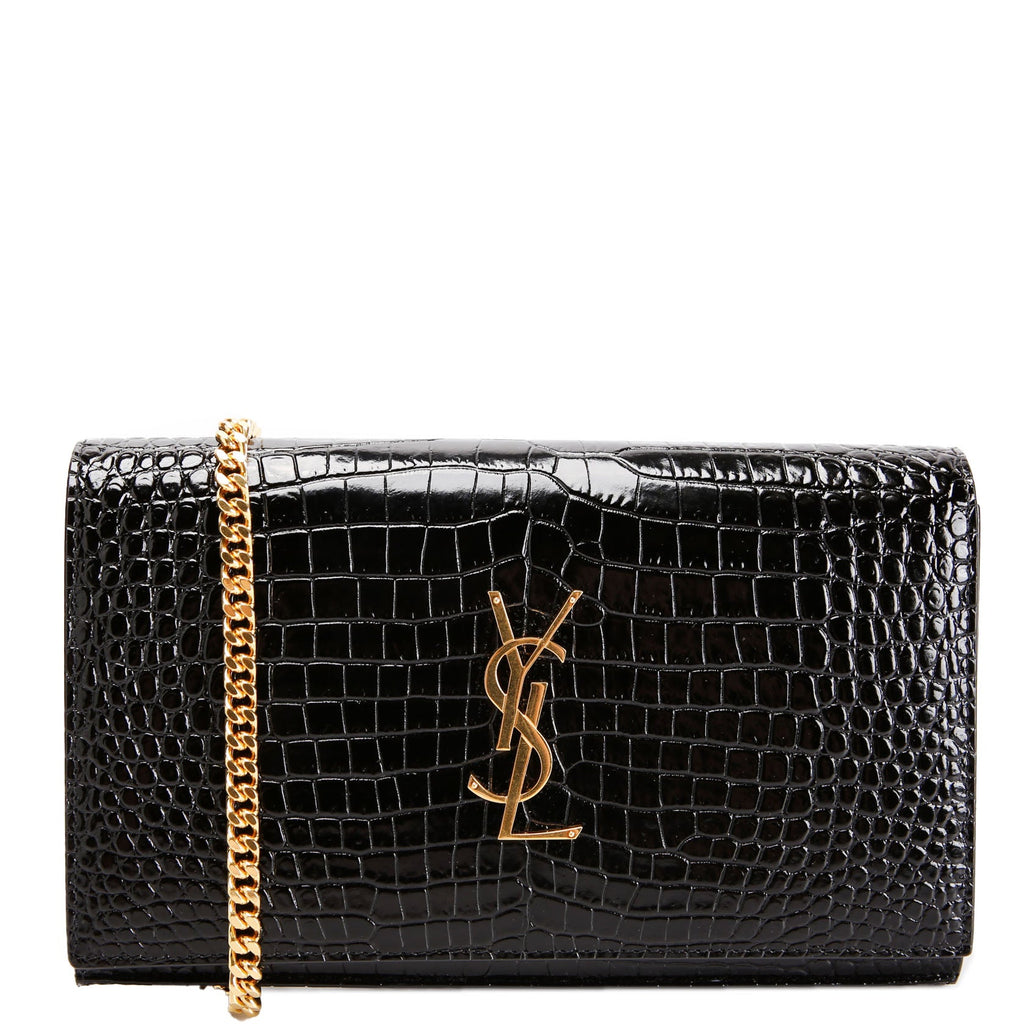 Cassandre Chain Wallet Crocodile Embossed 747464 Black