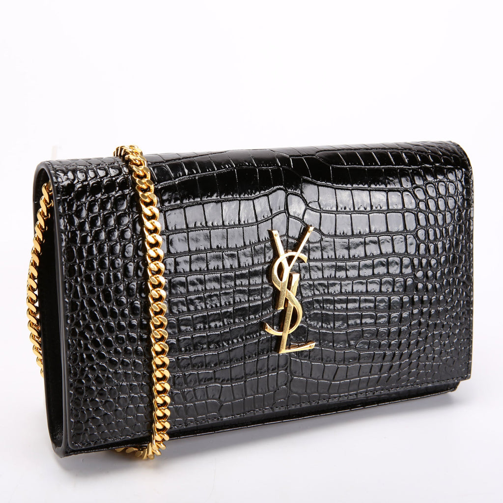 Cassandre Chain Wallet Crocodile Embossed 747464 Black